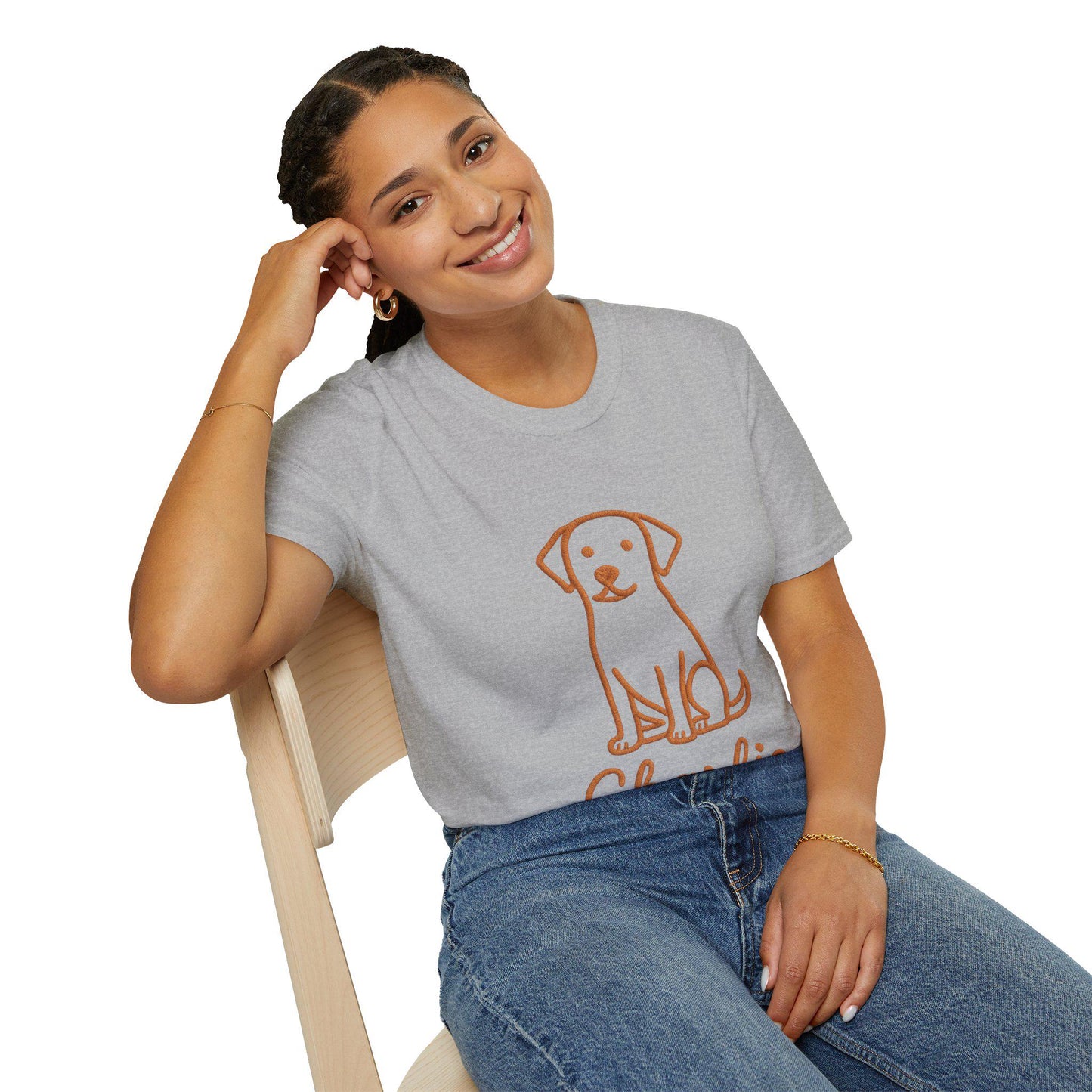 Personalized Embroidered Pet T-Shirt, Minimalist Design, Customized Dog or Cat Illustration, Emotional Gift, Clean Design, Unique