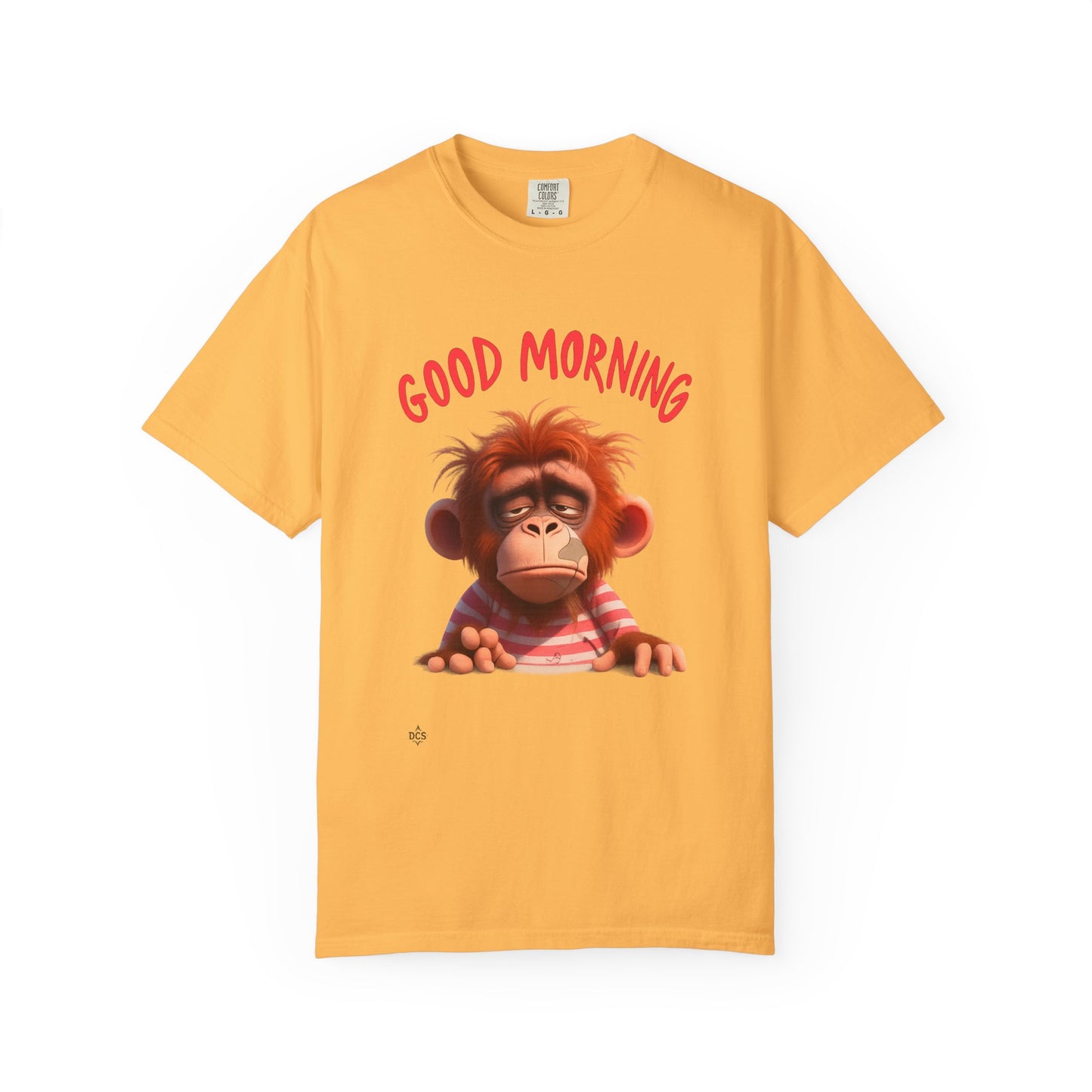 Unisex Garment-Dyed T-shirt with GOOD MORNING Attitude, Streetwear Urban Design, Premium Fabric, Unique Caricature Illustration, Message
