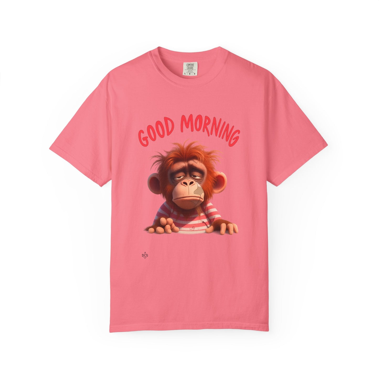 Unisex Garment-Dyed T-shirt with GOOD MORNING Attitude, Streetwear Urban Design, Premium Fabric, Unique Caricature Illustration, Message