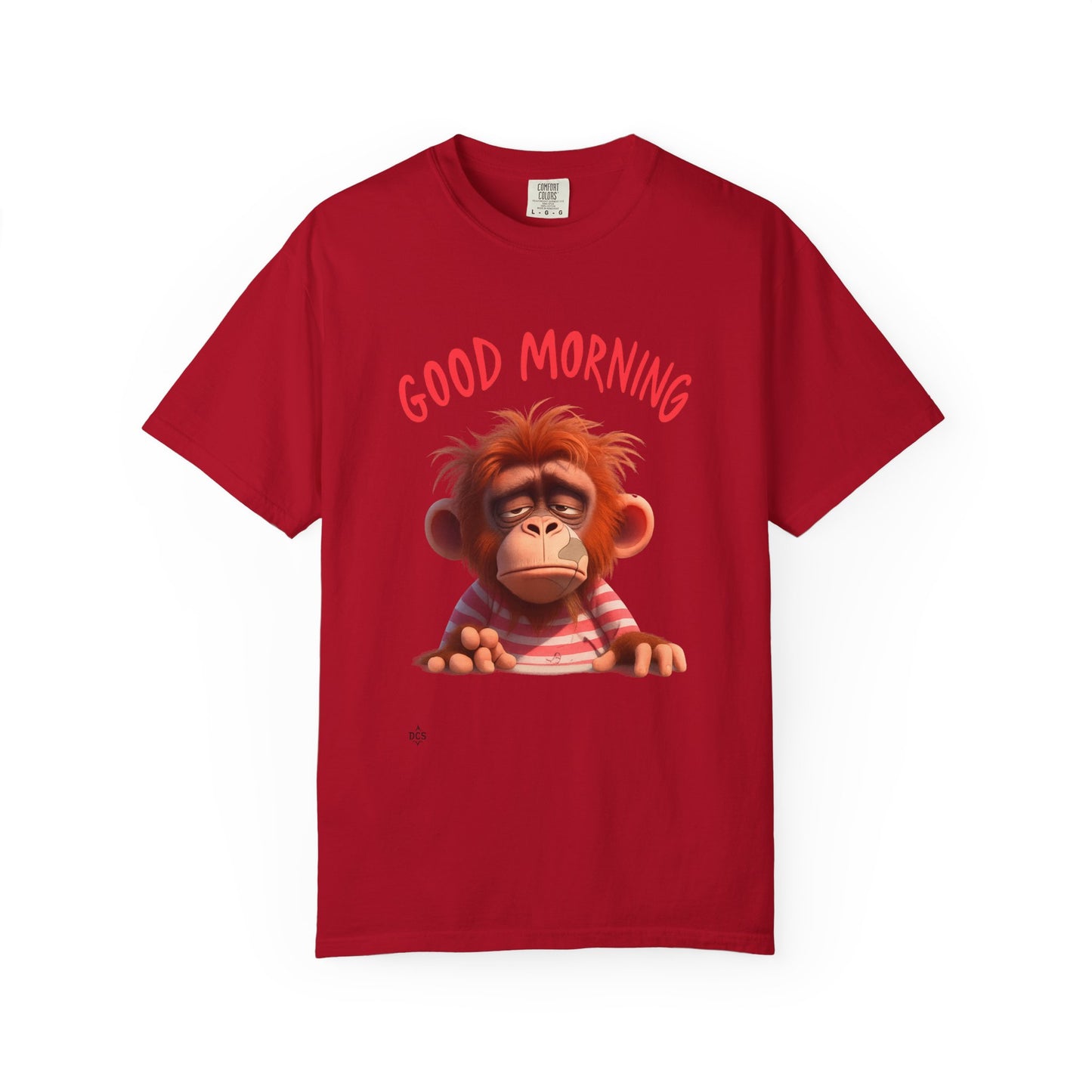 Unisex Garment-Dyed T-shirt with GOOD MORNING Attitude, Streetwear Urban Design, Premium Fabric, Unique Caricature Illustration, Message