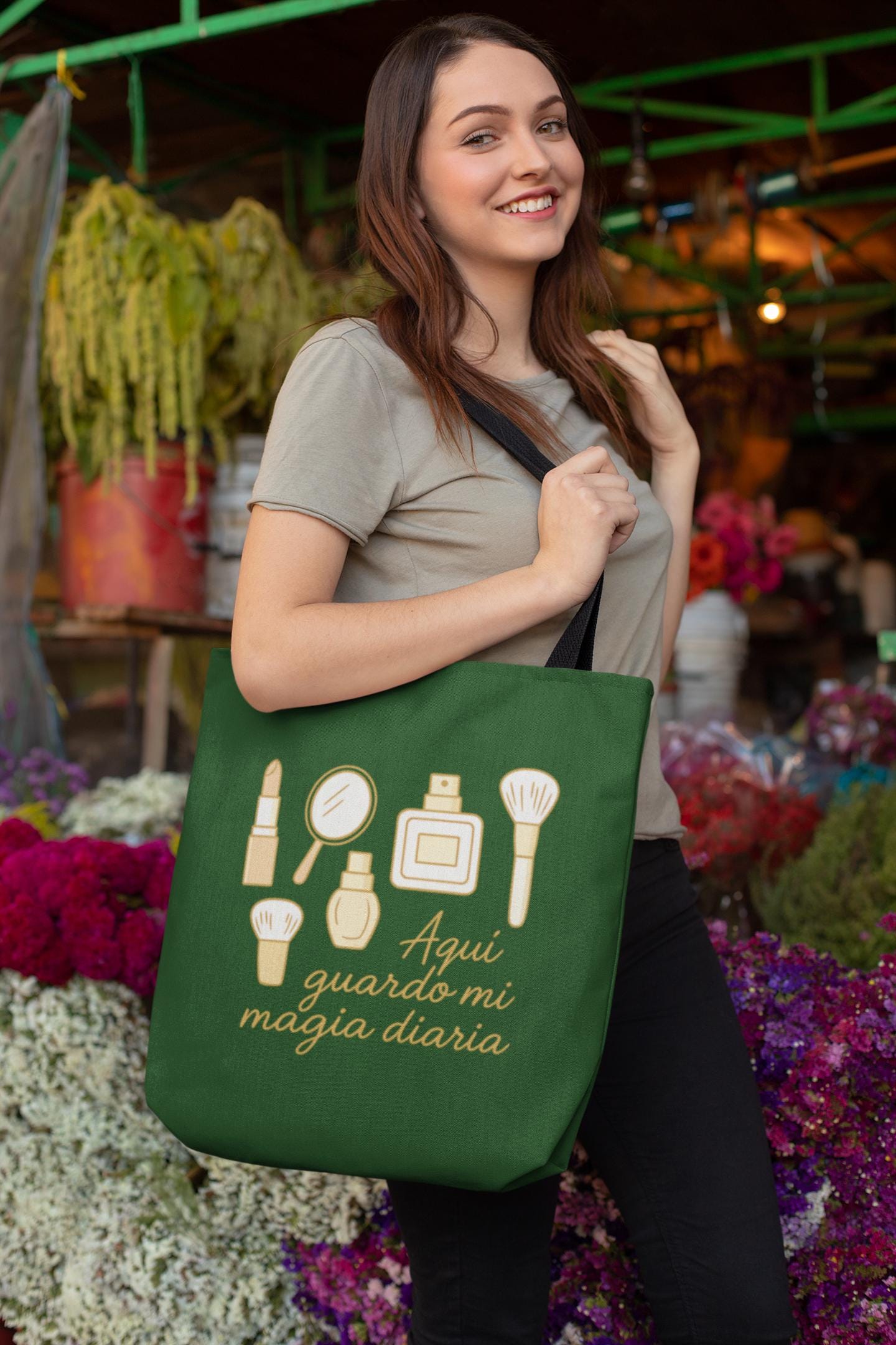 Cosmetic Tote Bag - 'Aquí guardo mi magia diaria' | Beauty Lover Gift | Feminine Mystery Bag, Makeup Tote Bag, Cosmetic Organizer, Beauty
