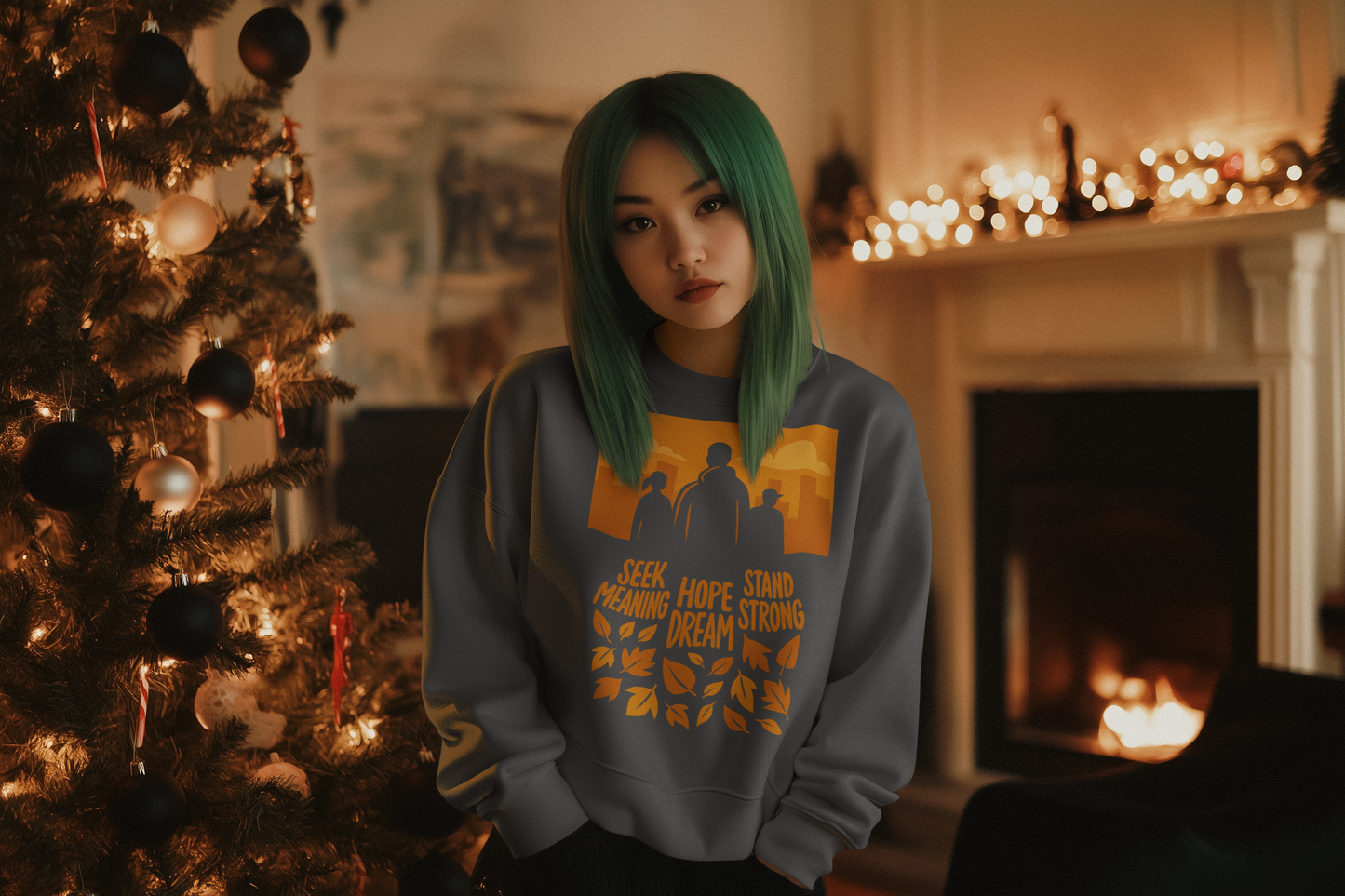 Minimalist Urban Shadows Unisex Lightweight Crewneck Sweatshirt with Philosophical Silhouettes