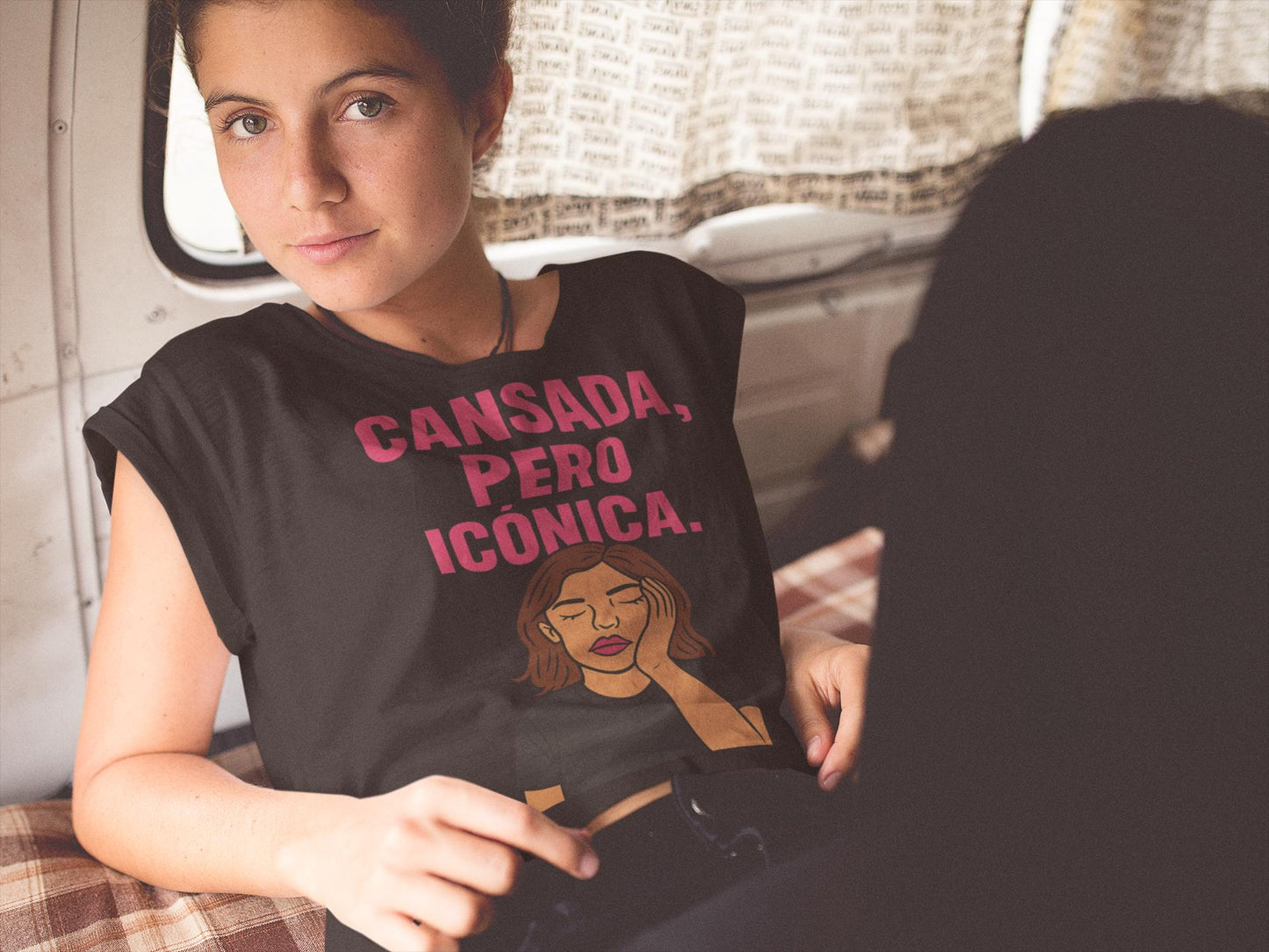Women's Boxy Tee - Glam Grunge Caricature Illustration - Fashionistas Shirt, Multitasking Queens Top, Editorial Attitude Mom Gift, Exhausted
