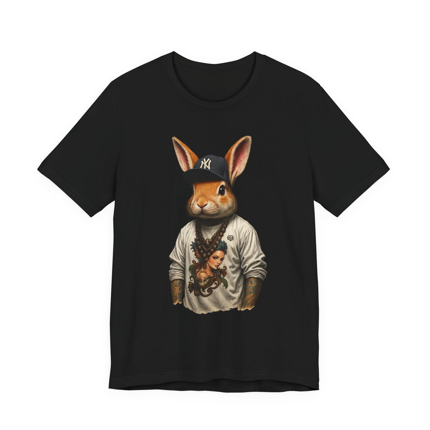 Rapper Bunny Unisex Tee, Hip Hop Rabbit T-Shirt, Customized Animal Shirt, Music Lover Top, Easter Gift