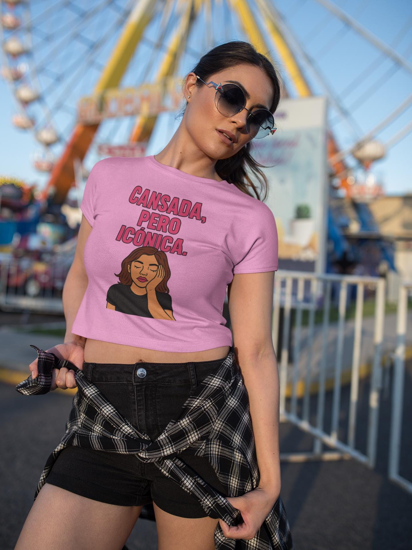 Women's Boxy Tee - Glam Grunge Caricature Illustration - Fashionistas Shirt, Multitasking Queens Top, Editorial Attitude Mom Gift, Exhausted