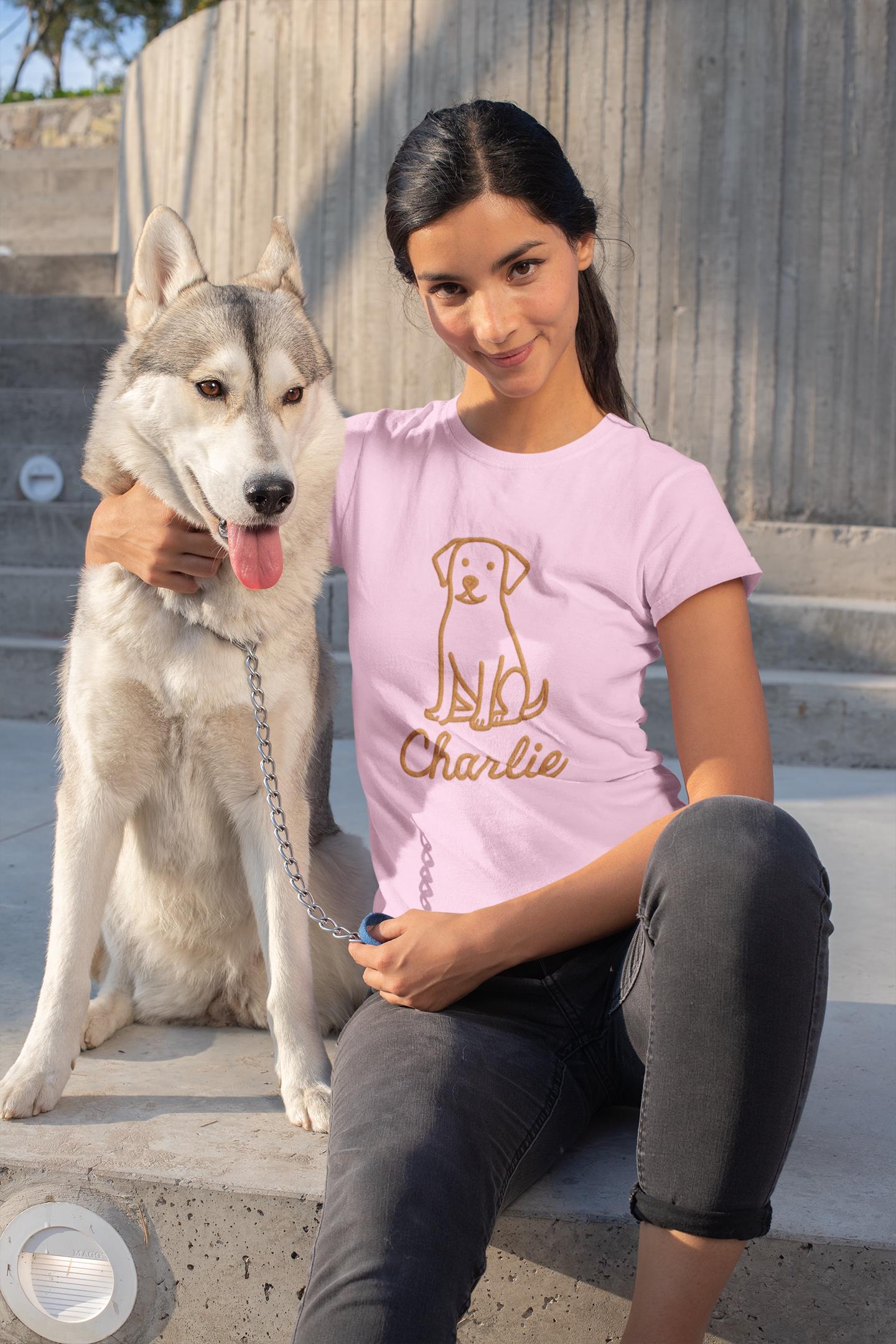 Personalized Embroidered Pet T-Shirt, Minimalist Design, Customized Dog or Cat Illustration, Emotional Gift, Clean Design, Unique