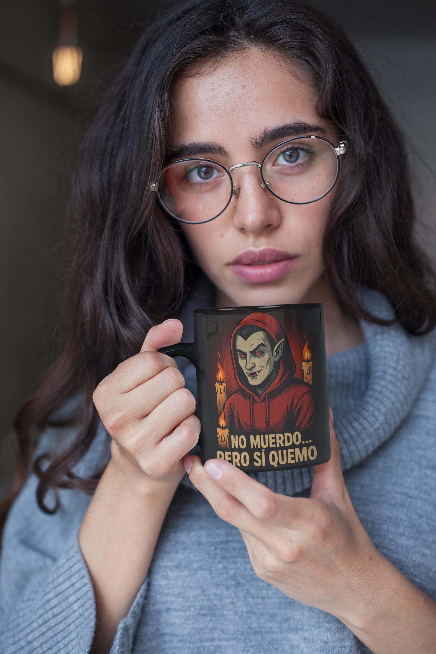 Vampire Mug, Halloween Coffee Cup, Gothic Tea Mug, Ceramic Drinkware, Funny Novelty Gift, Unique Kitchen Decor
