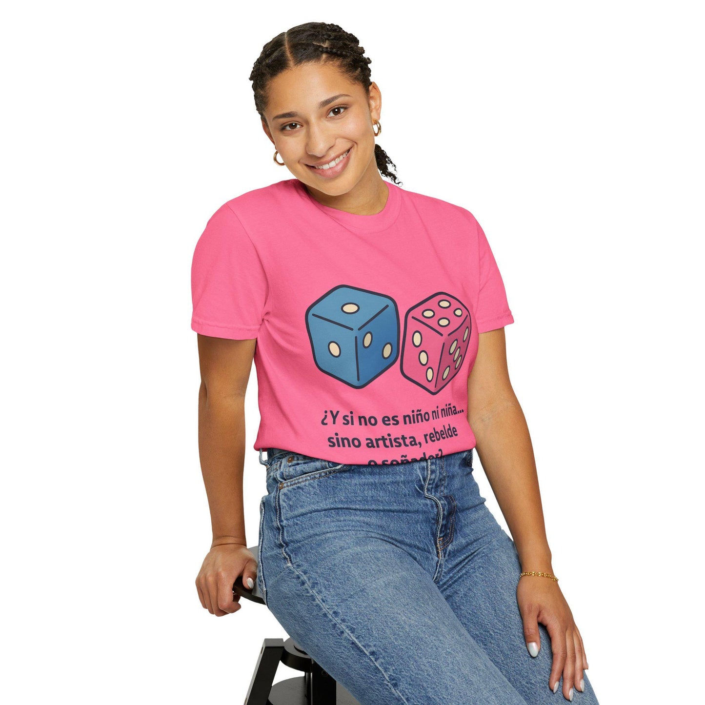 Reveal Party Unisex T-shirt | Fun Pink and Blue Design | Inclusive Baby Shower Gift, Gender Reveal Party Shirt, Creative Tee for Events,