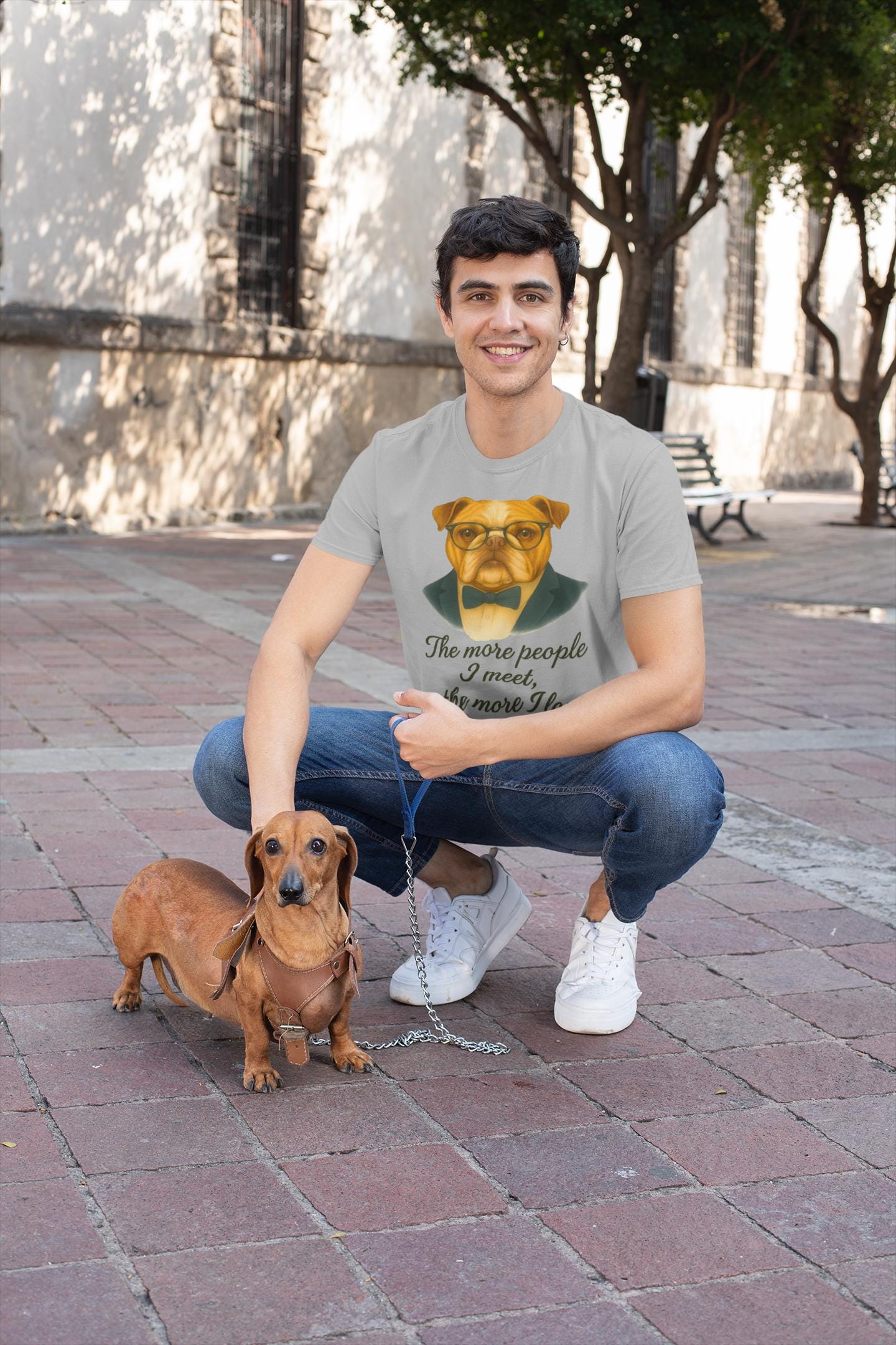 Dog Lovers T-Shirt - Funny Bulldog Design, Unisex Tee for Pet Owners, Animal Lovers, The More I Know People The More I Love My Dog, Gift for