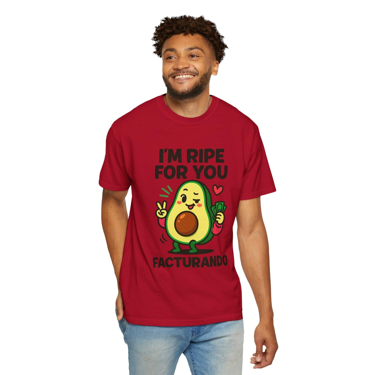 Flirty Avocado T-Shirt, Kawaii Fruit Tee, Fresh Foodie Gift Shirt, Cheeky Humor Top, Unisex Garment-Dyed Tee