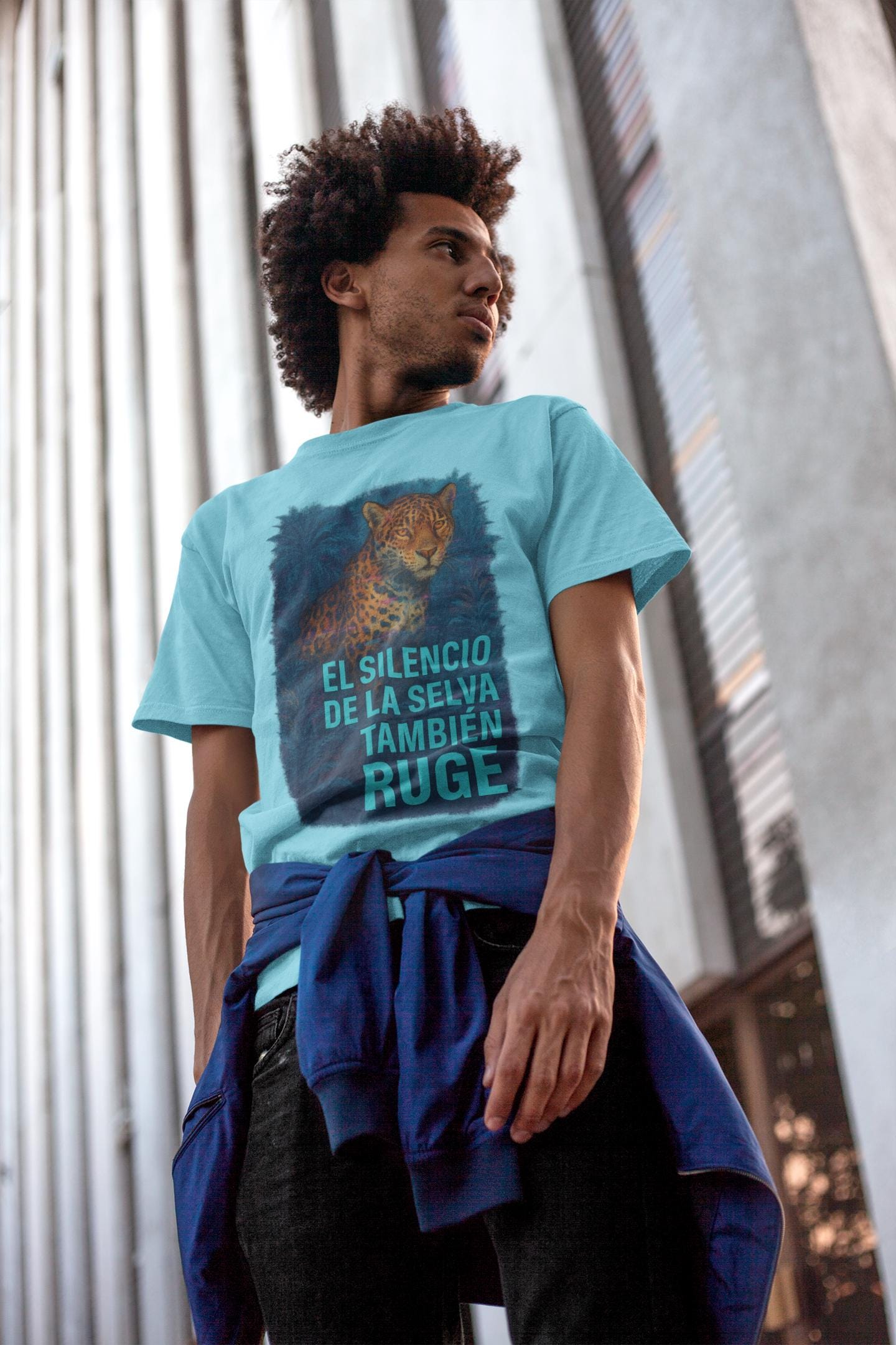 Leopardo Tropical Glitch Unisex T-shirt, Urban Emotional Clothing, Eco-Friendly Tee, Powerful Phrase, Artist Gift
