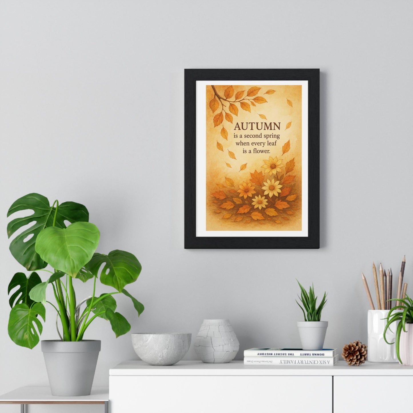Autumnal Framed Poster, Fall Decor, Seasonal Art, Inspirational Wall Print, Home Office Decor