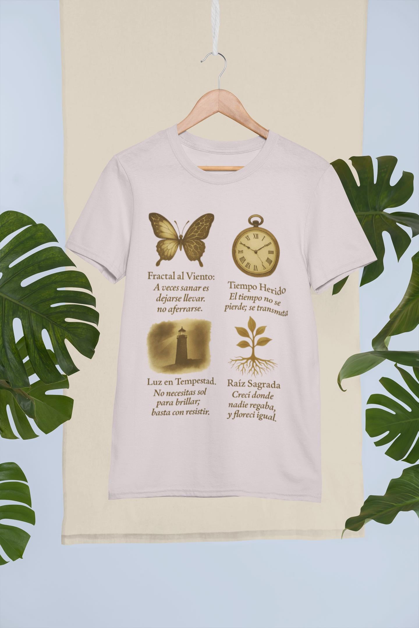 Butterfly Clock T Shirt, Symbolic Art Tee, Resilience & Healing Shirt, Unisex Gift, Vintage Nature Aesthetic, Emotional Design