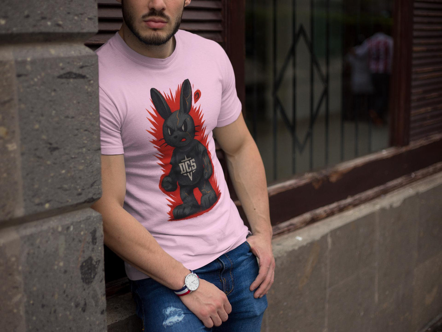 Copi Rabbit Resilience T-shirt, Streetwear Tee, Emotional Architecture Shirt, Gold Cracks Top, Urban Edge Fashion, Unisex Garment-Dyed Tee