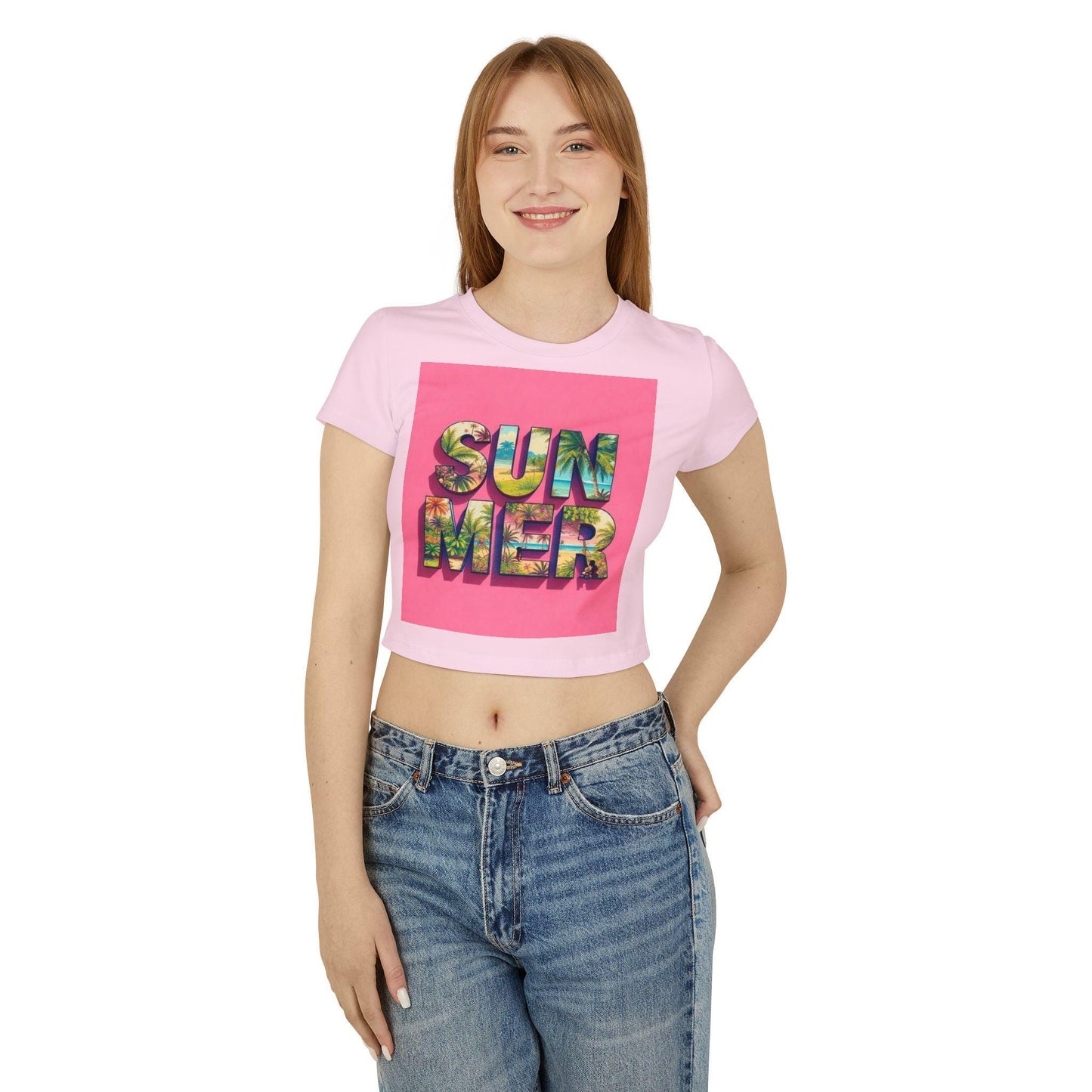 Summer Vibes Women's Baby Tee, Beachwear Shirt, Tropical Tees, Vacation Tops, Spanish Design