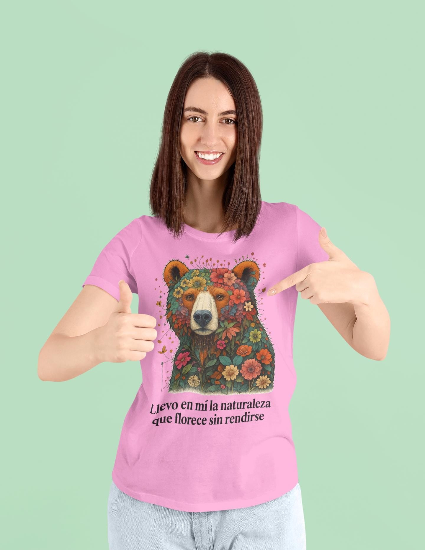 Resilient Floral Bear Softstyle T-Shirt, Nature Lover Gift, Emotional Beige Tee, Earth Day Present, XS-3XL, Gildan 64000