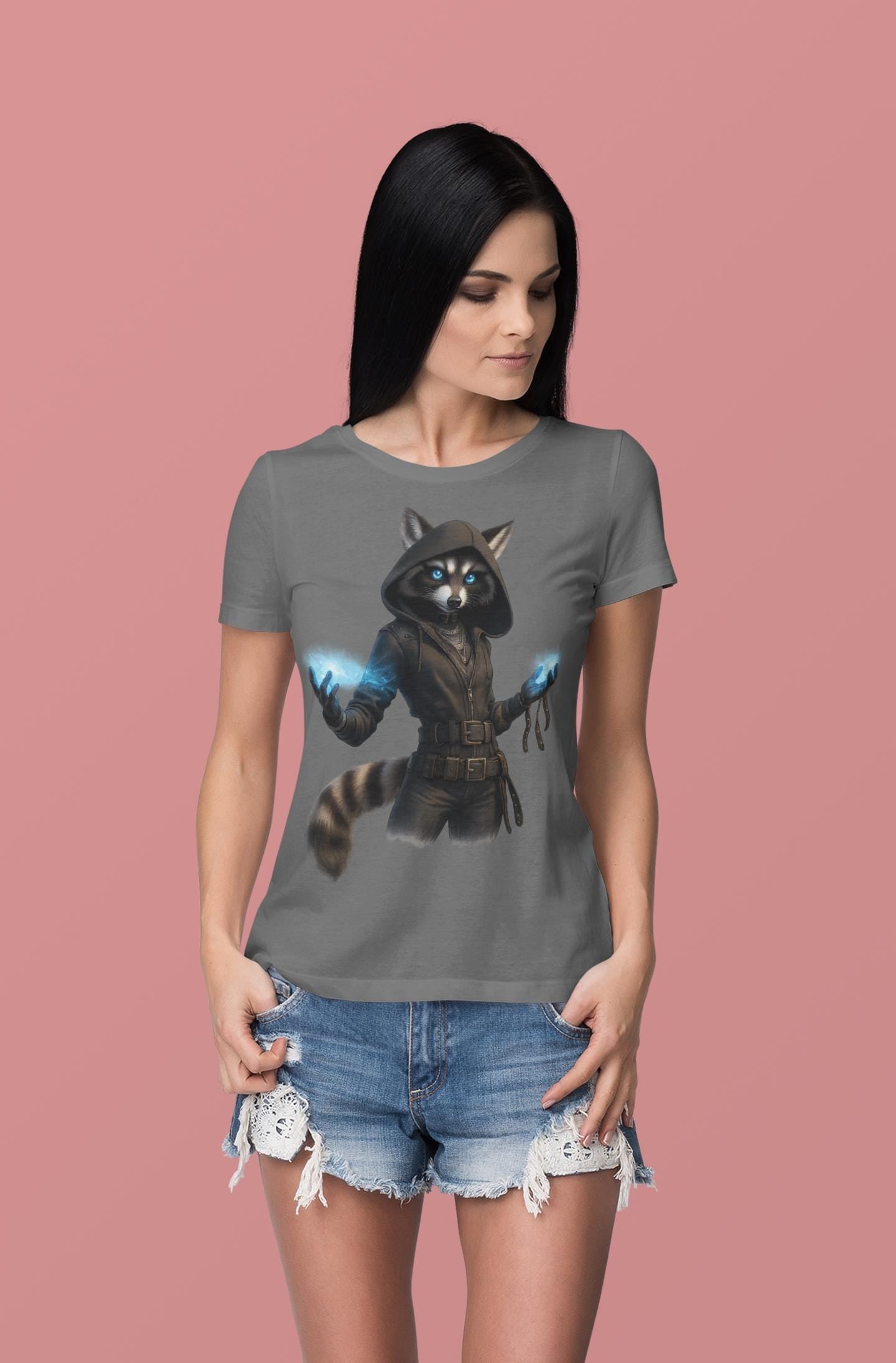 Mystical Raccoon T-Shirt, Unisex Cotton Tee, Gift for Animal Lovers, Fantasy Apparel, Casual Wear, Geek Culture Merchandise