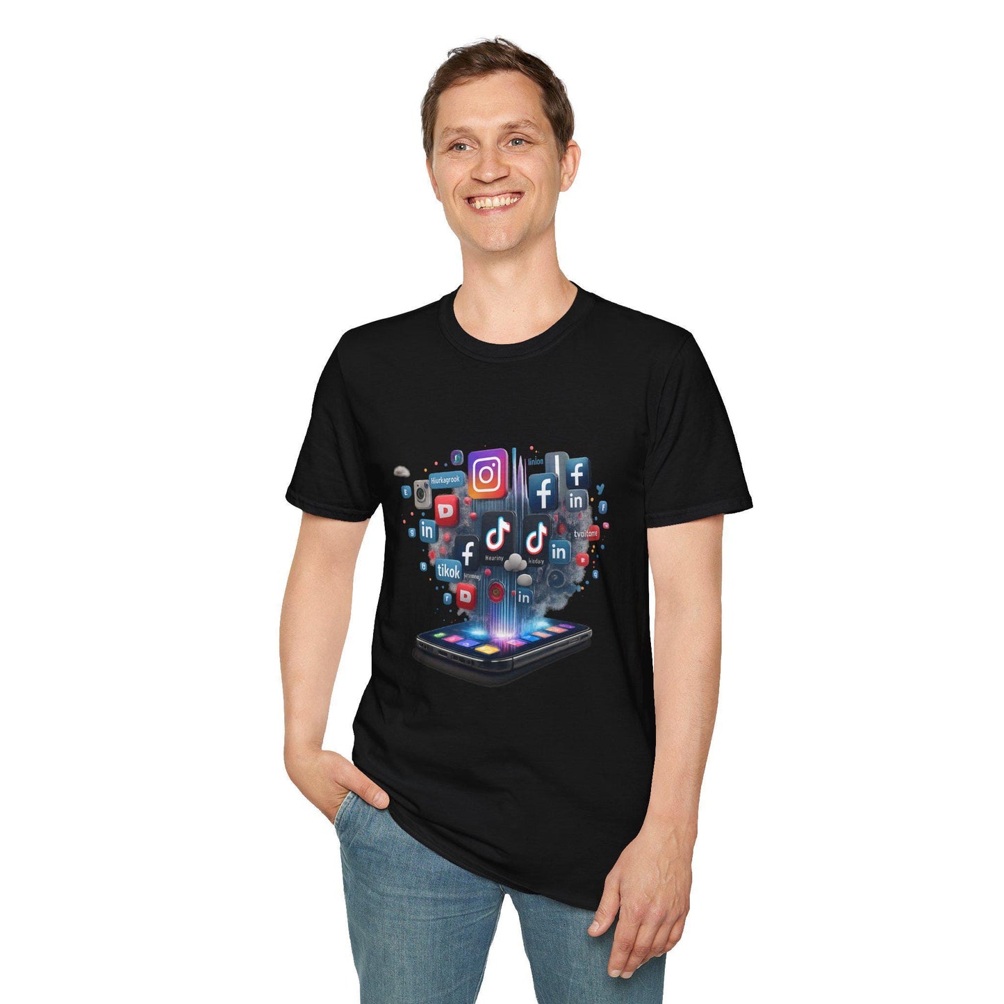 Social Media Icons Unisex Tee | Tech Lover Gift Shirt, Trendy Digital Life, Everyday Wear, Softstyle T-Shirt