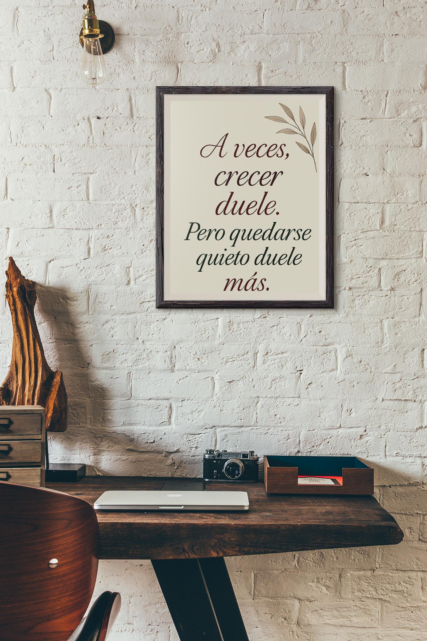 Póster emocional moderno - A veces crecer duele - Lámina digital cursiva en colores elegantes