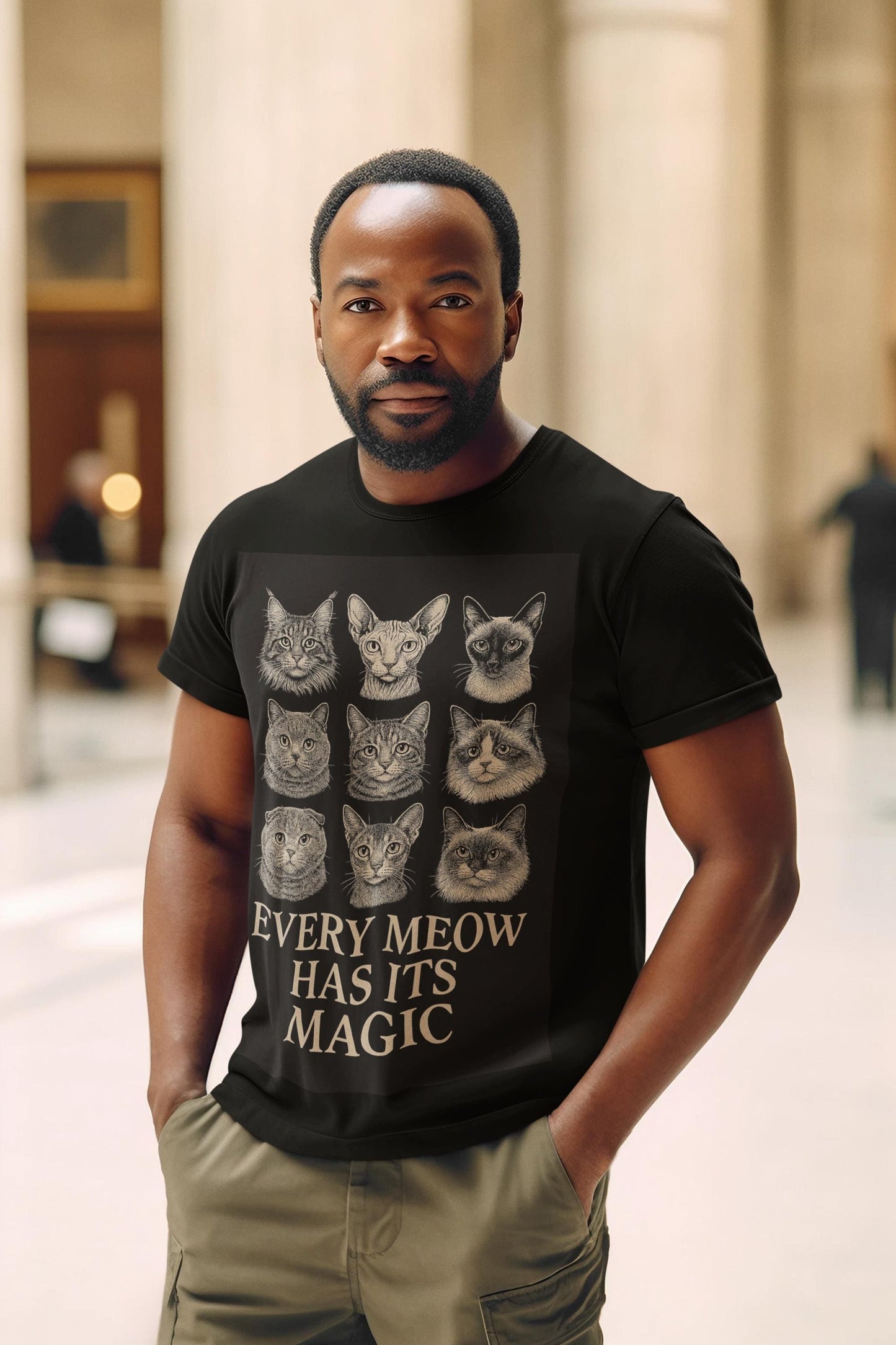 Gatos con Propósito Unisex Softstyle T-Shirt, Cat Lover Gift, Every Meow Has Magic Tee, Birthday Gift, Adoption Celebration Shirt