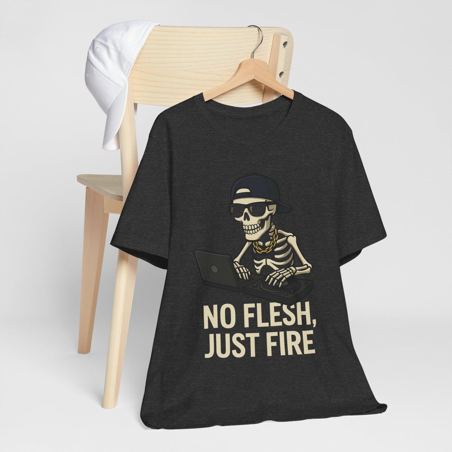 Skeleton DJ Unisex T-Shirt, Halloween Music Tee, Gamer Apparel, DJ Costume Shirt, Dark Humor Shirt