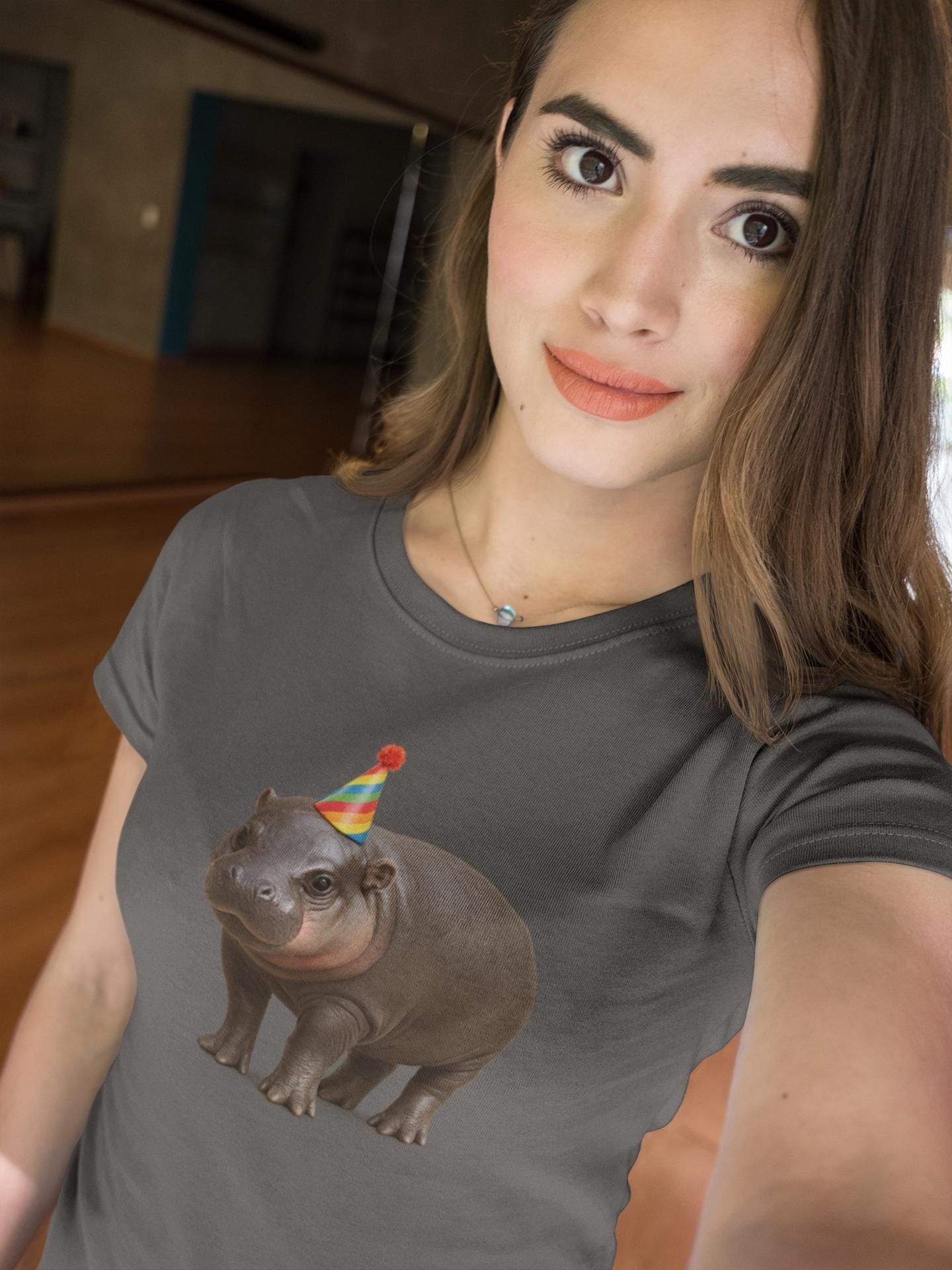 Pygmy Hippo Birthday Hat Unisex Garment-Dyed T-shirt, Viral Animal Lover Gift, Cute Tee for Animal Collectors, Comfort Colors Shirt