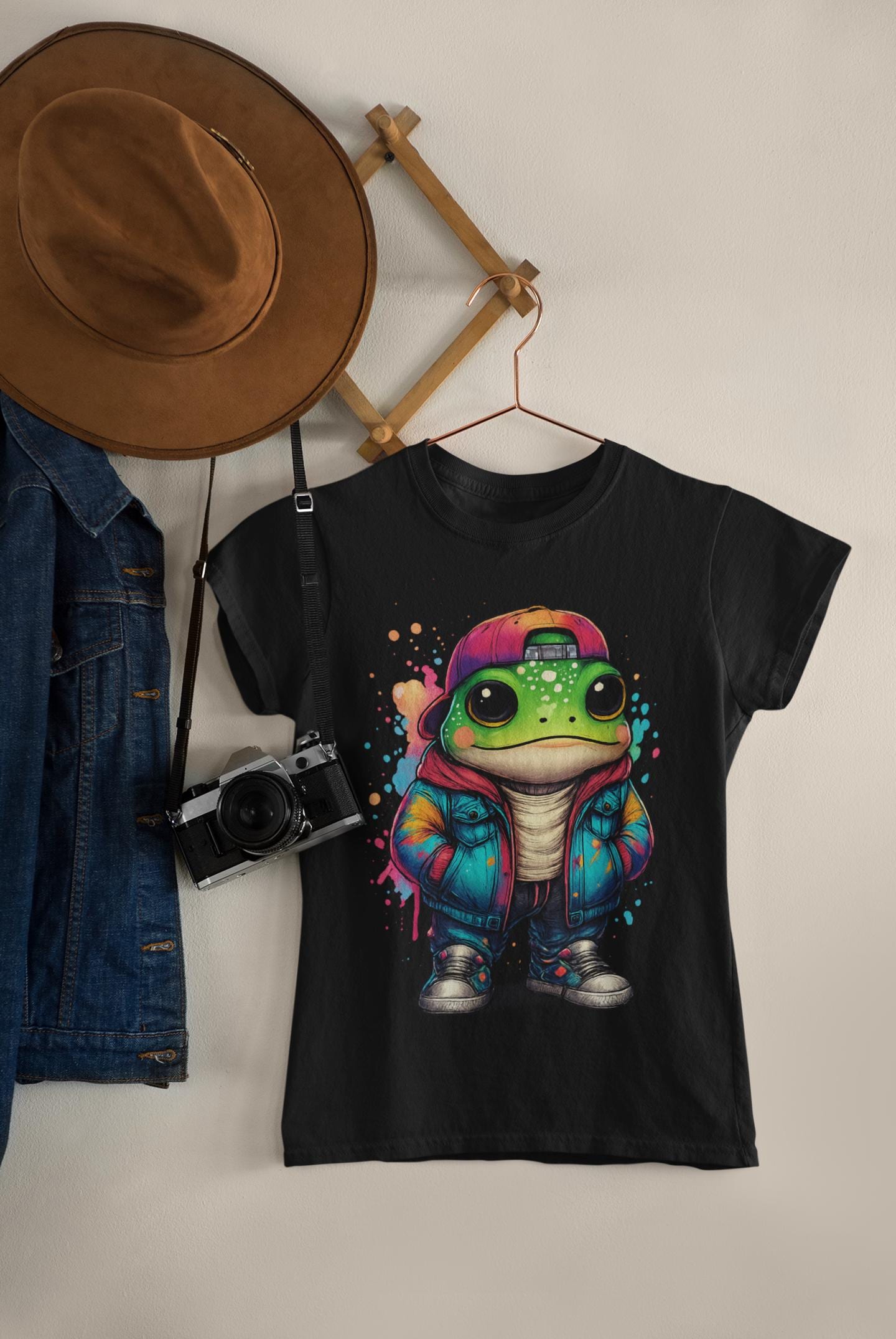 Hip Hop Frog Unisex Garment-Dyed T-shirt, Cool Teen Fashion Apparel, Trendy Youth Clothing, Stylish Frog Shirt, Unique Streetwear Tee