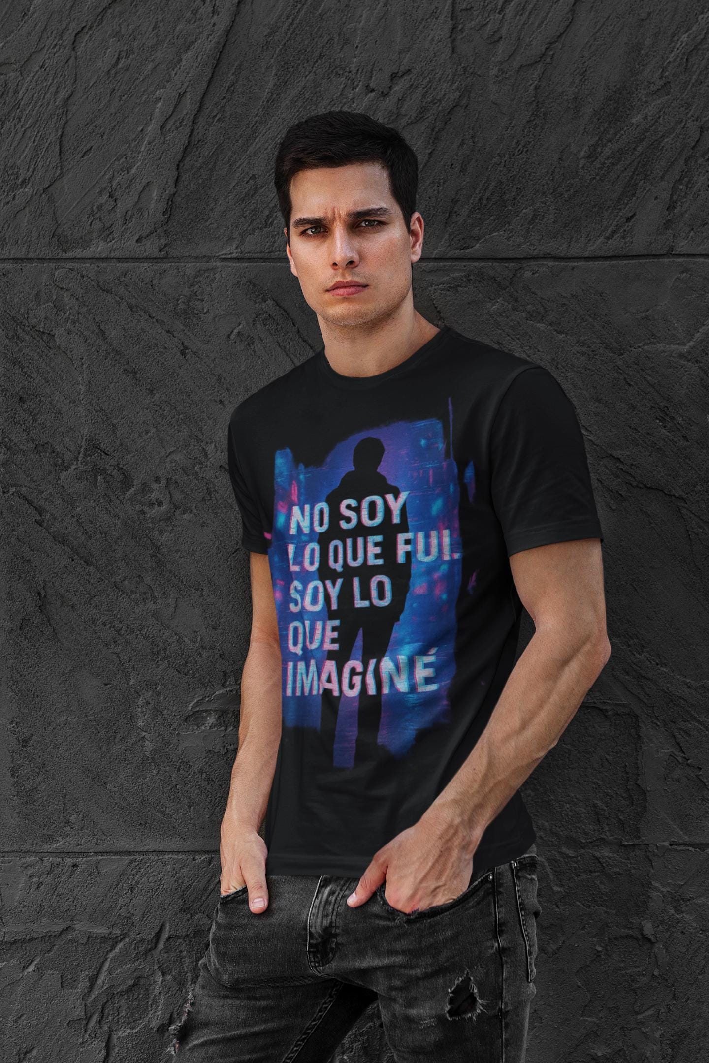 Glitch Cyberpunk Unisex T-shirt, Emotional Streetwear Tee, Comfort Colors Shirt, Spanish Quote Clothing, Neon Urban Art Apparel,