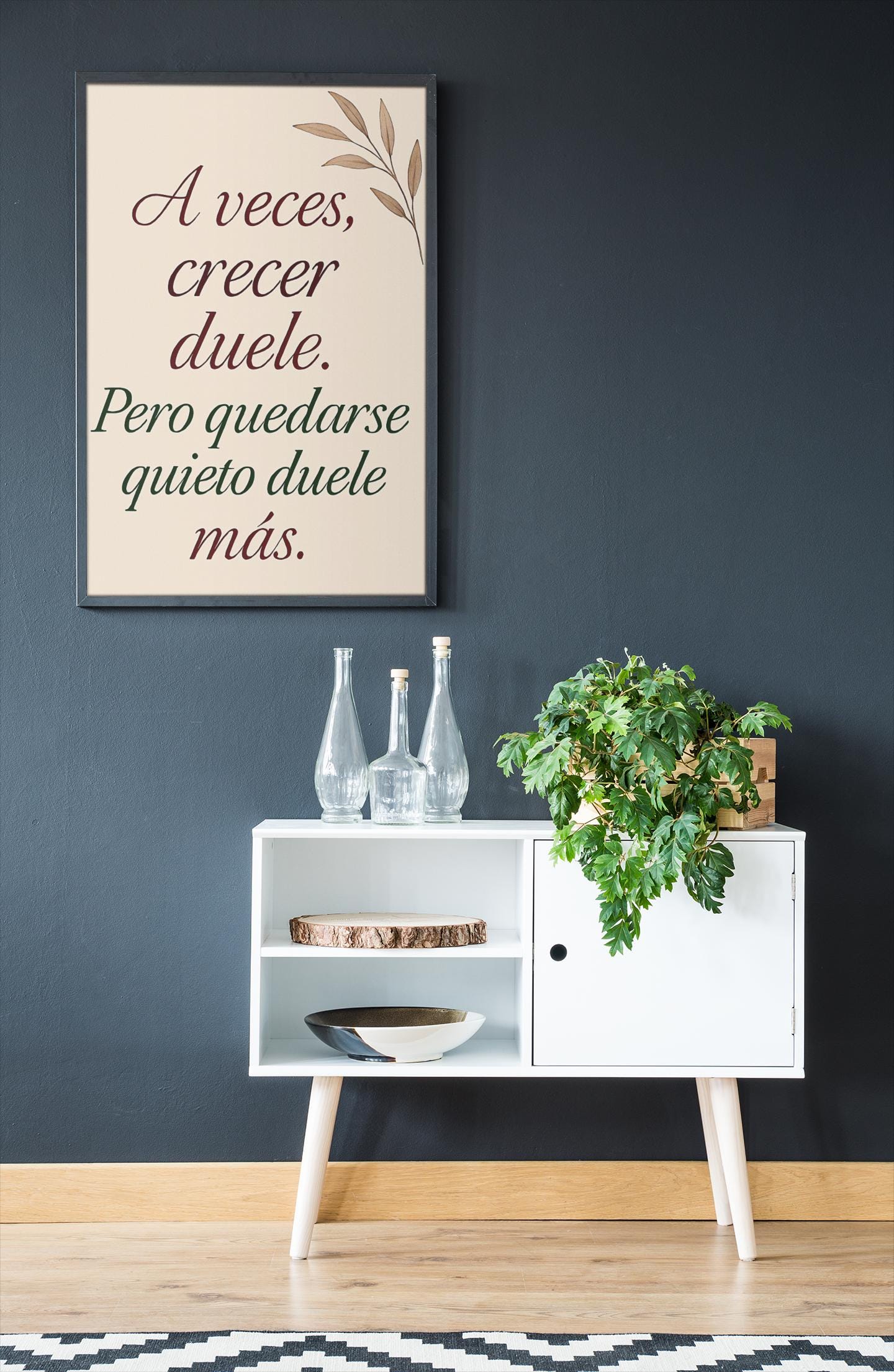 Póster emocional moderno - A veces crecer duele - Lámina digital cursiva en colores elegantes