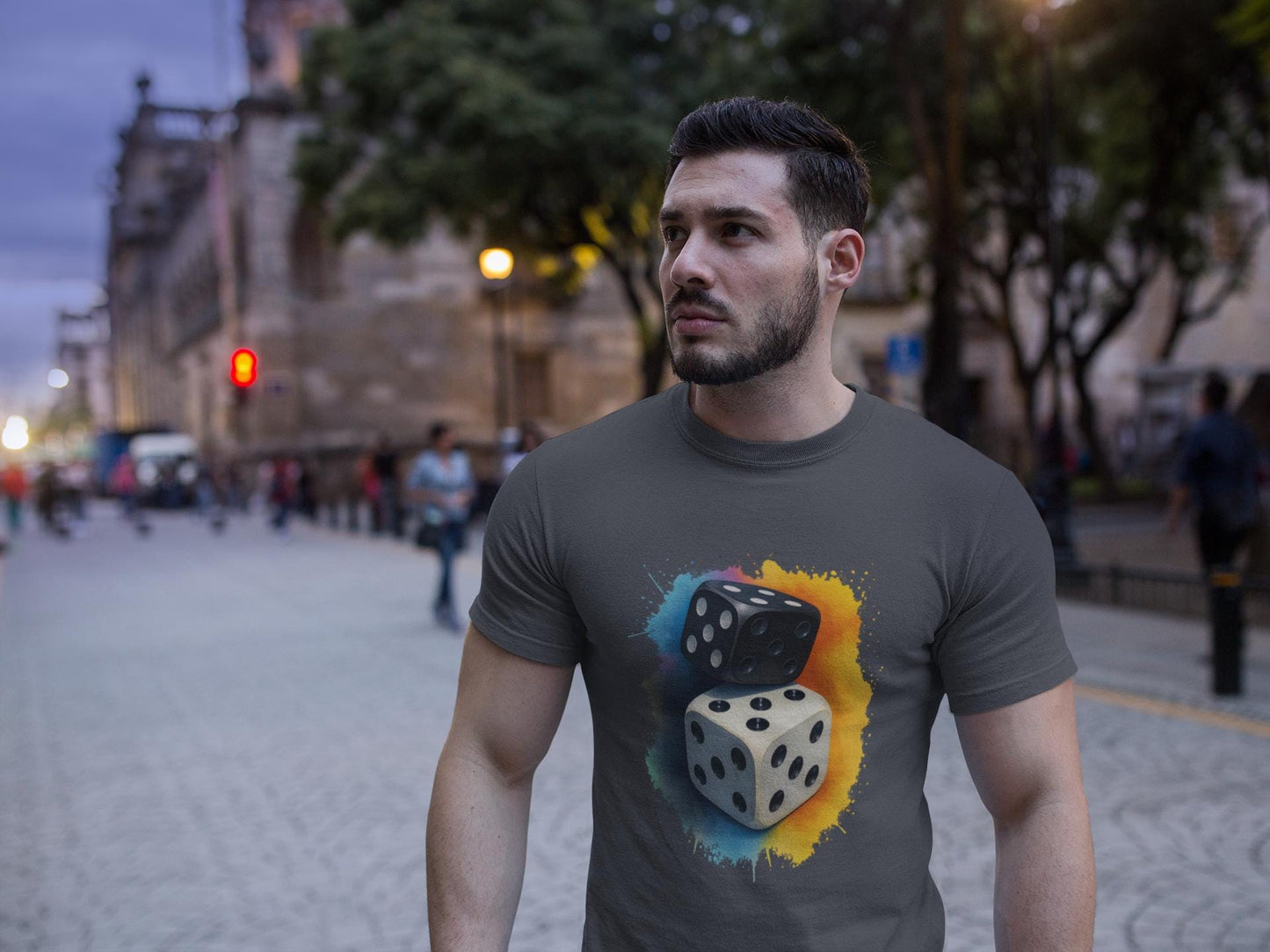 Dual Dice Graphic T-Shirt ,Black & White Symbolic Design | Unisex Streetwear | Game Night Gift | Minimalist Lucky Tee