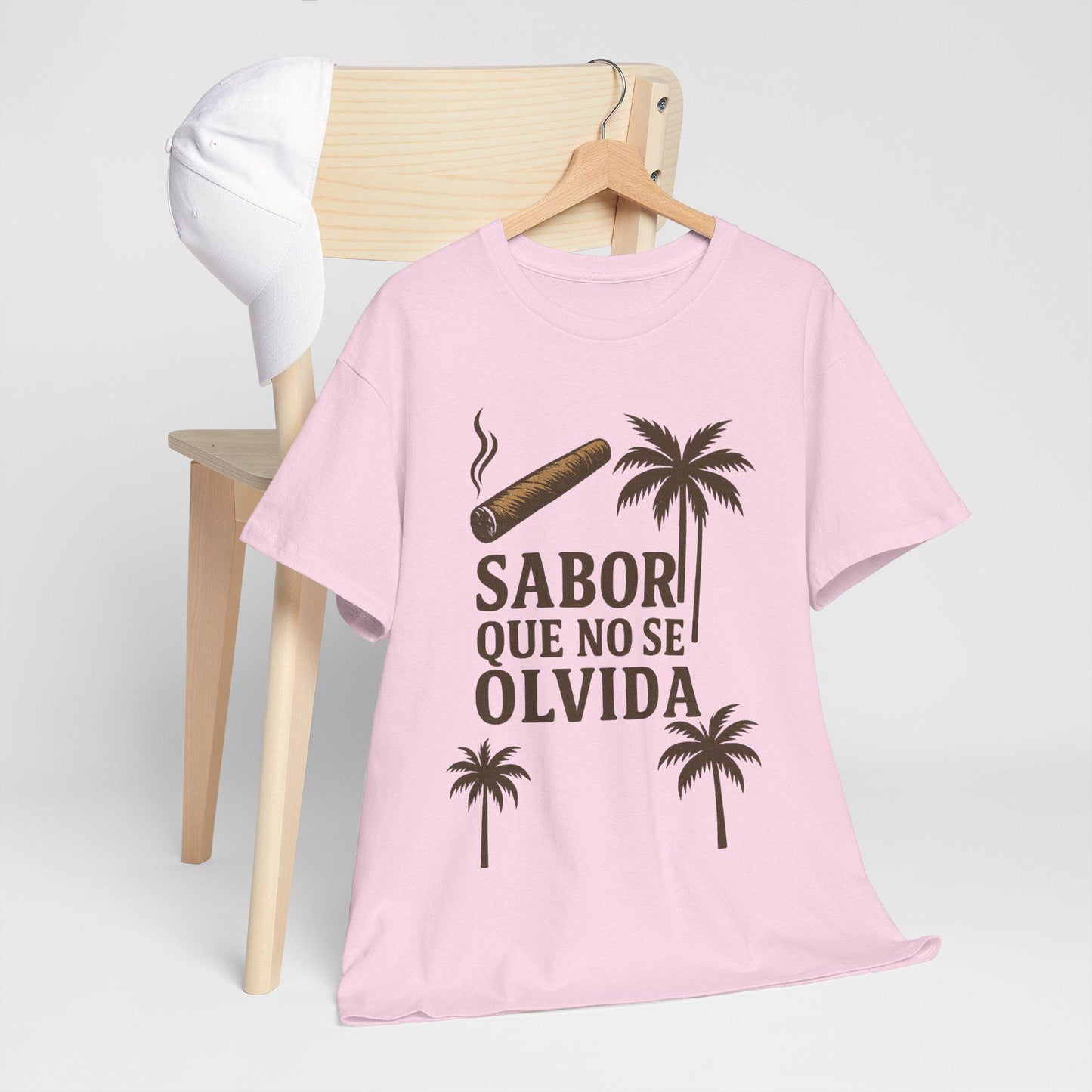Caribbean Nostalgia Unisex Tee - Cigar, Palm Tree, Tropical Urban Style Shirt for Latinos & Travelers, Sabor Que No Se Olvida, Heavy Cotton