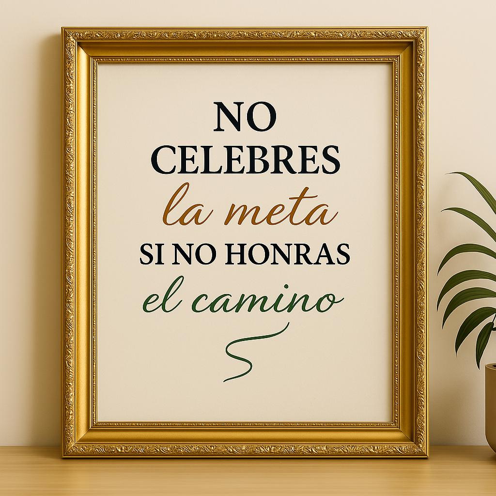 Poster inspirador en espanol, Arte digital descargable, No celebres la meta si no honras el camino
