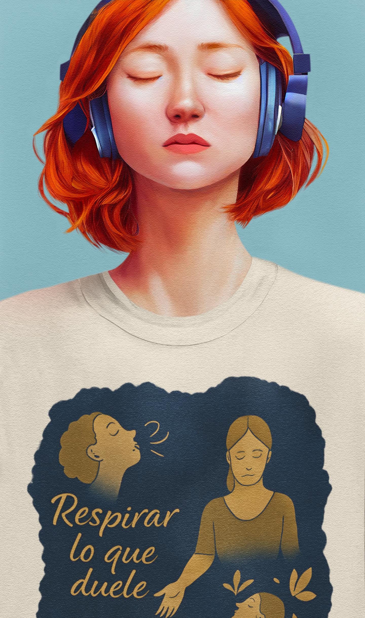 Emotional T Shirt Breathe, Release, Rebirth, Sequential Watercolor Design with Symbolic Body Illustration