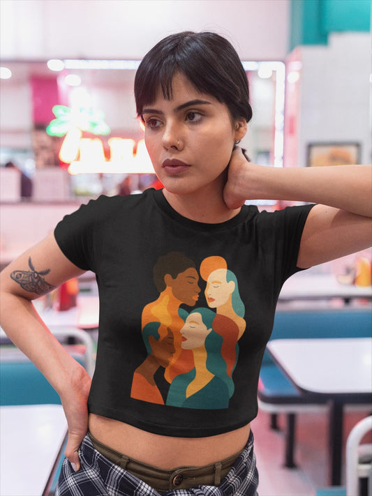 Abstract Faces Crop Tee, Emotional Art Shirt, Inclusive Fashion, Unisex Modern Art Clothing, Comfort Colors, Diverse Silhouettes, Apparel