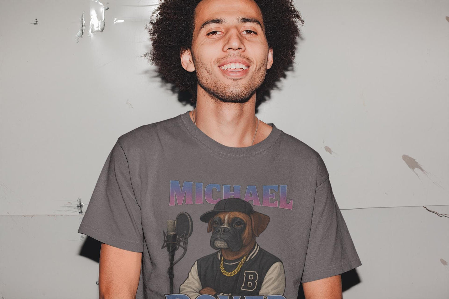 Michael Boxer Unisex T-shirt, Dog Lover Hip Hop Tee, Retro Studio Vibe, Urban Culture Shirt, Funny Musician Top, Birthday Gift, Christmas