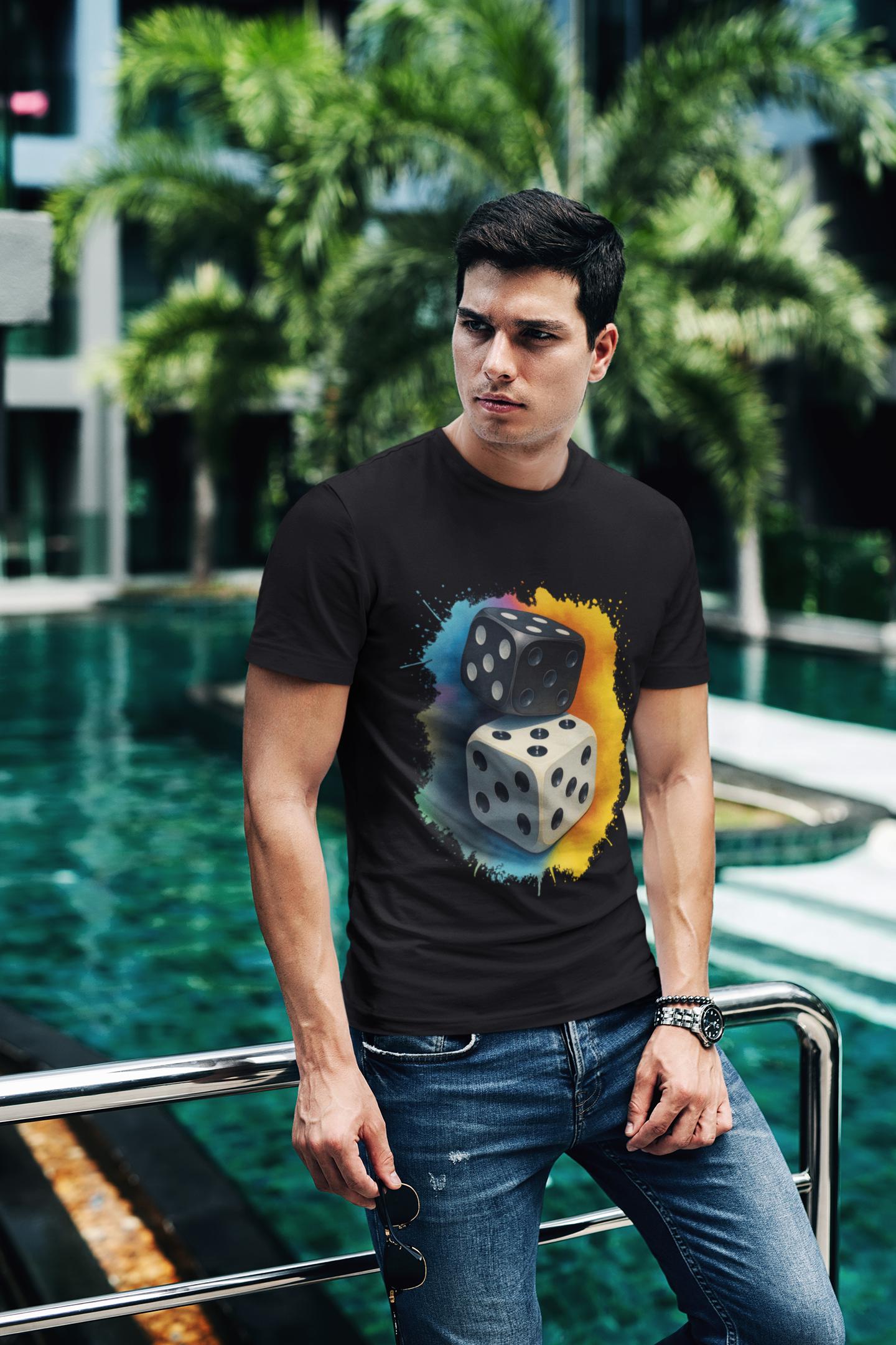 Dual Dice Graphic T-Shirt ,Black & White Symbolic Design | Unisex Streetwear | Game Night Gift | Minimalist Lucky Tee