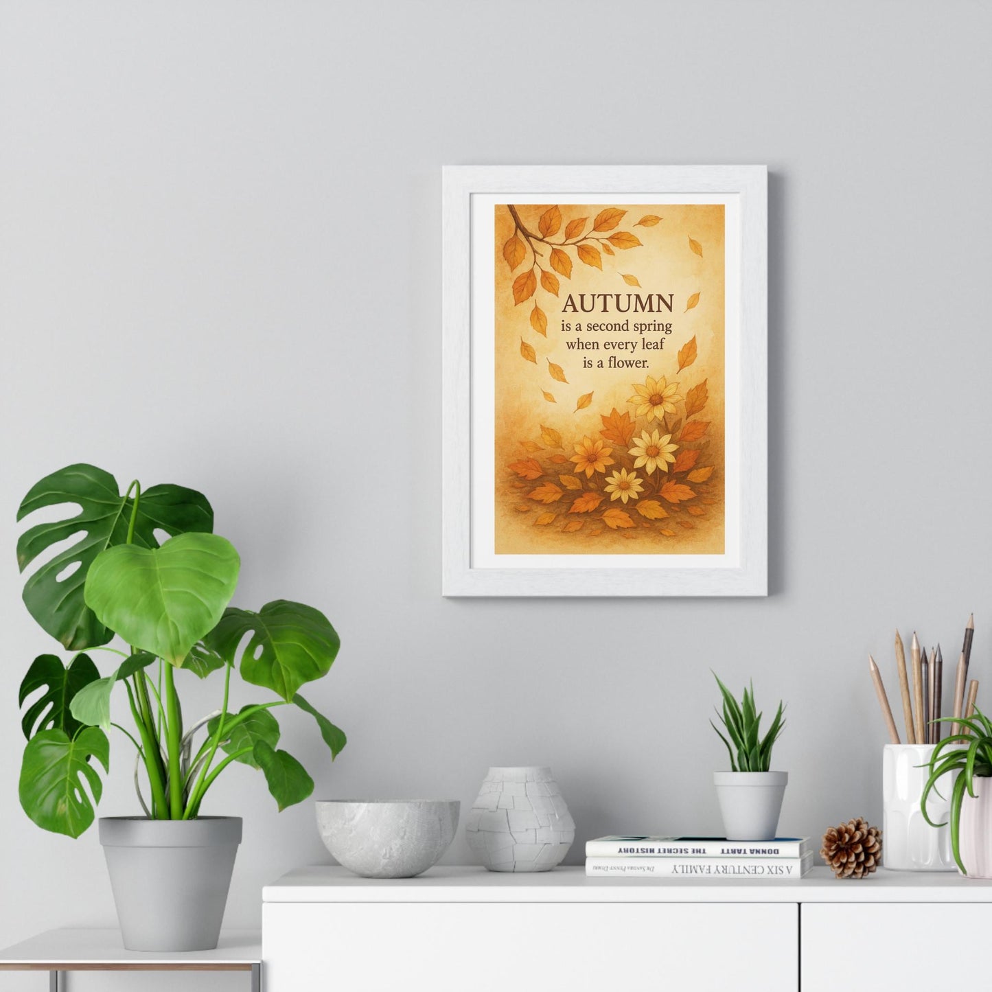 Autumnal Framed Poster, Fall Decor, Seasonal Art, Inspirational Wall Print, Home Office Decor
