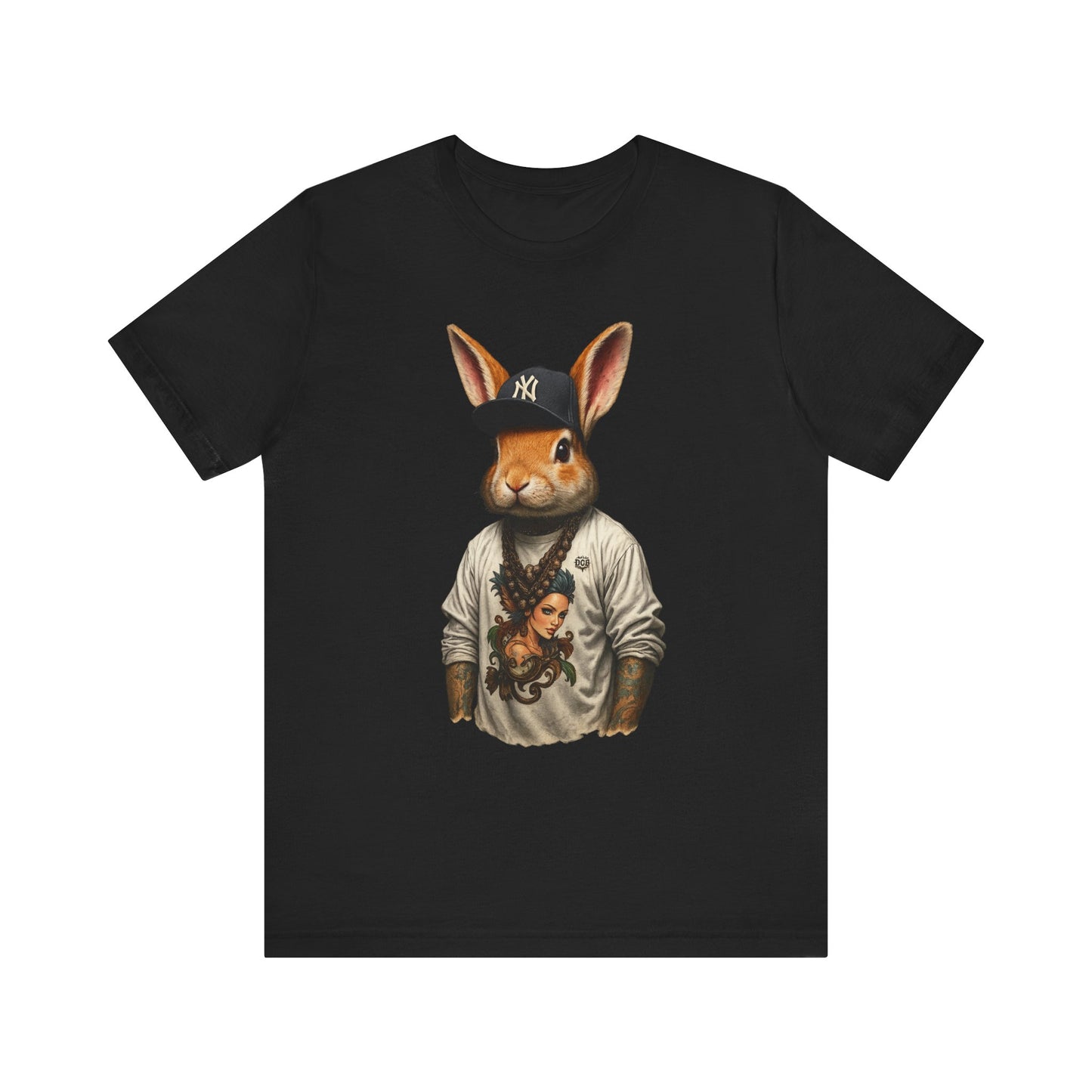 Rapper Bunny Unisex Tee, Hip Hop Rabbit T-Shirt, Customized Animal Shirt, Music Lover Top, Easter Gift