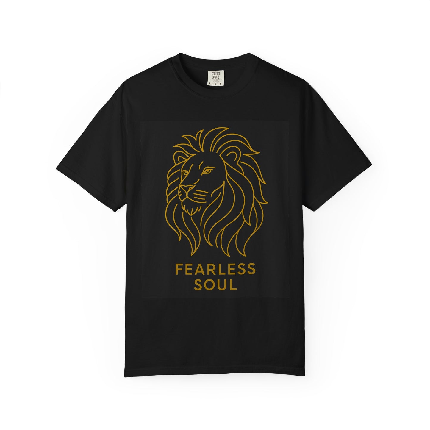 Garment-Dyed T-shirt Fearless Soul Lion Line Art Streetwear Urban Premium Unisex Motivational Gift