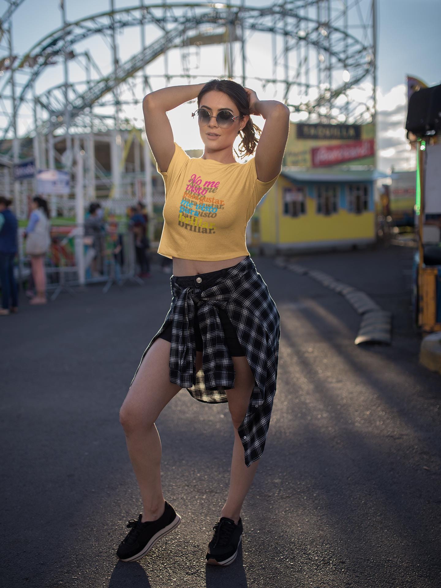 Festival Crop Top, Women's Vibrant Tee, Self Expression Retro Shirt, Bold Typography, Empowerment Graphic Tee, Music Festival Top