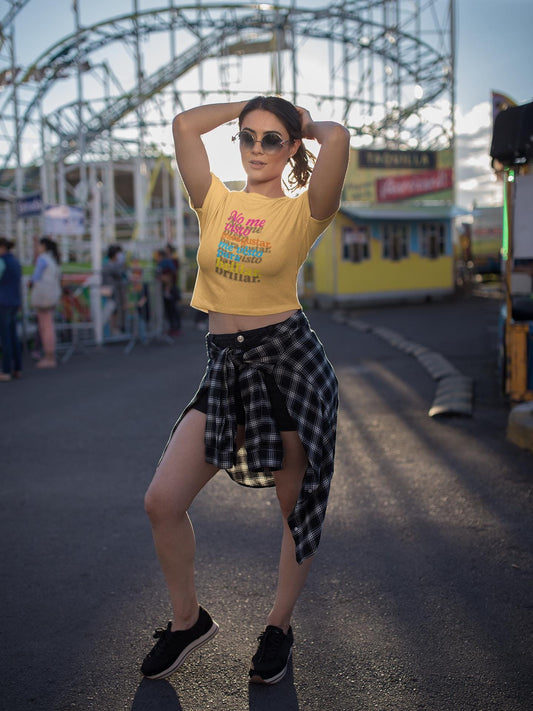 Festival Crop Top, Women's Vibrant Tee, Self Expression Retro Shirt, Bold Typography, Empowerment Graphic Tee, Music Festival Top