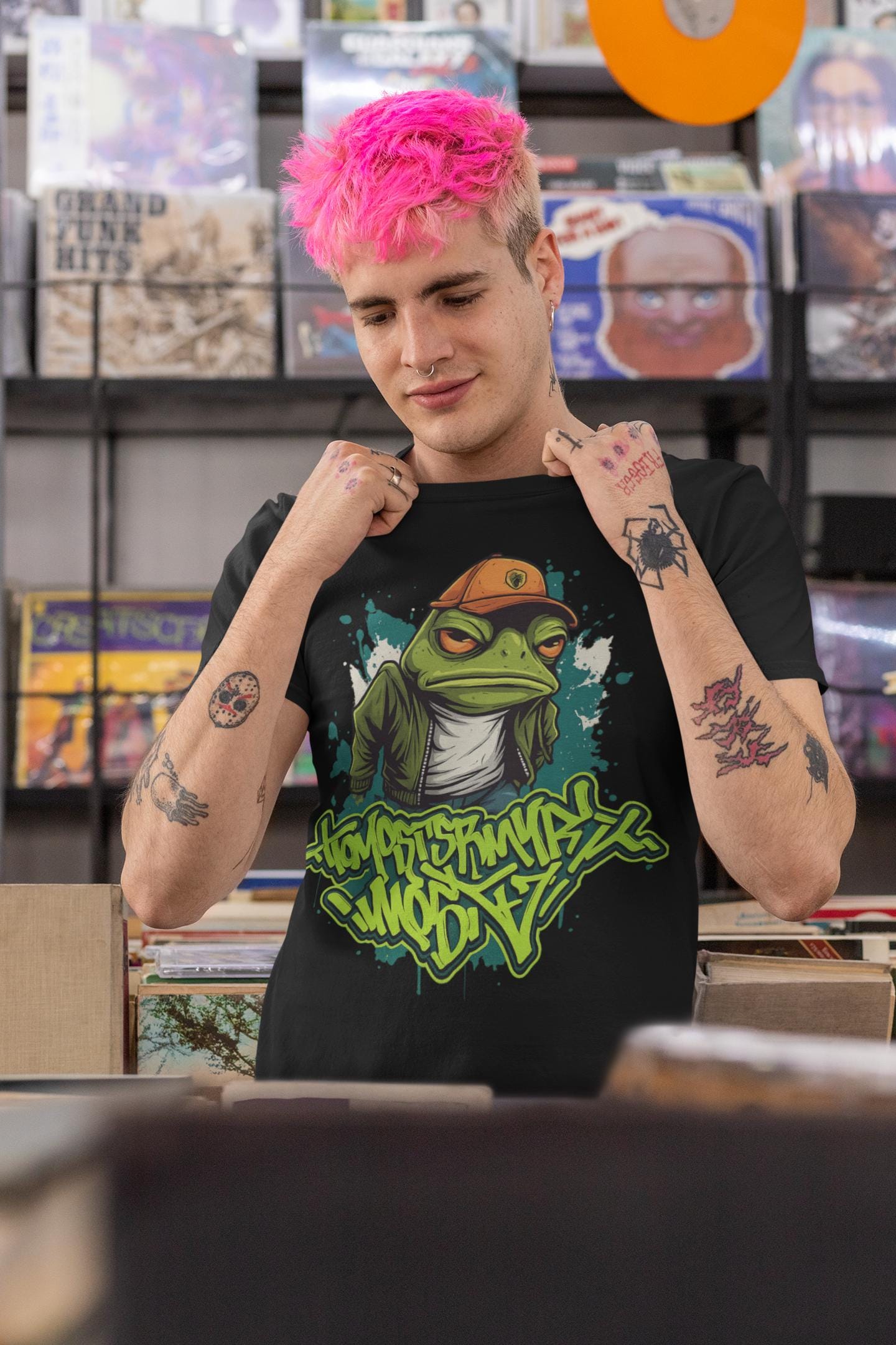 Street Art Frog T-Shirt | Unisex Graphic Tee, Casual Wear, Urban Style, Gift for Art Lovers, Trendy Outfits
