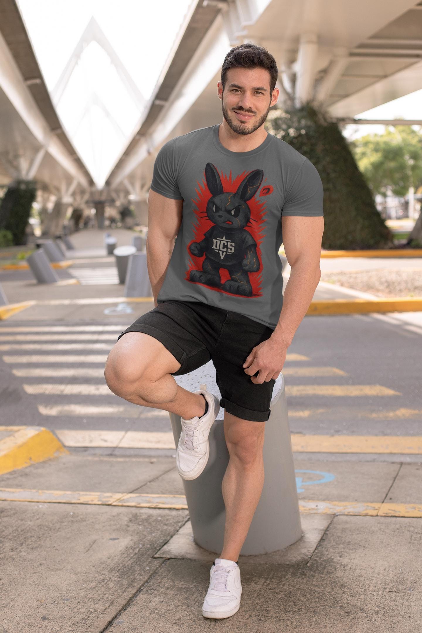 Copi Rabbit Resilience T-shirt, Streetwear Tee, Emotional Architecture Shirt, Gold Cracks Top, Urban Edge Fashion, Unisex Garment-Dyed Tee