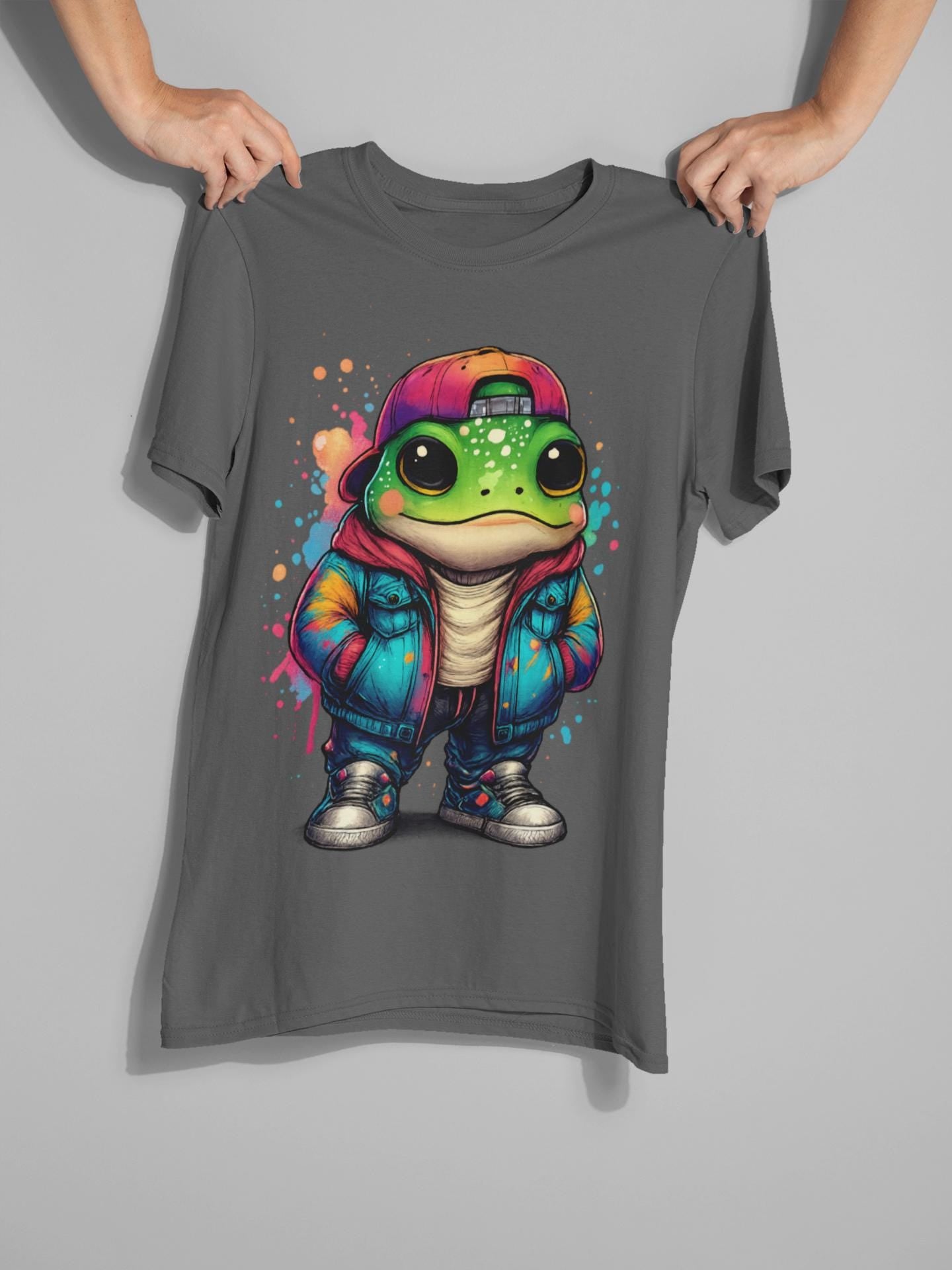 Hip Hop Frog Unisex Garment-Dyed T-shirt, Cool Teen Fashion Apparel, Trendy Youth Clothing, Stylish Frog Shirt, Unique Streetwear Tee
