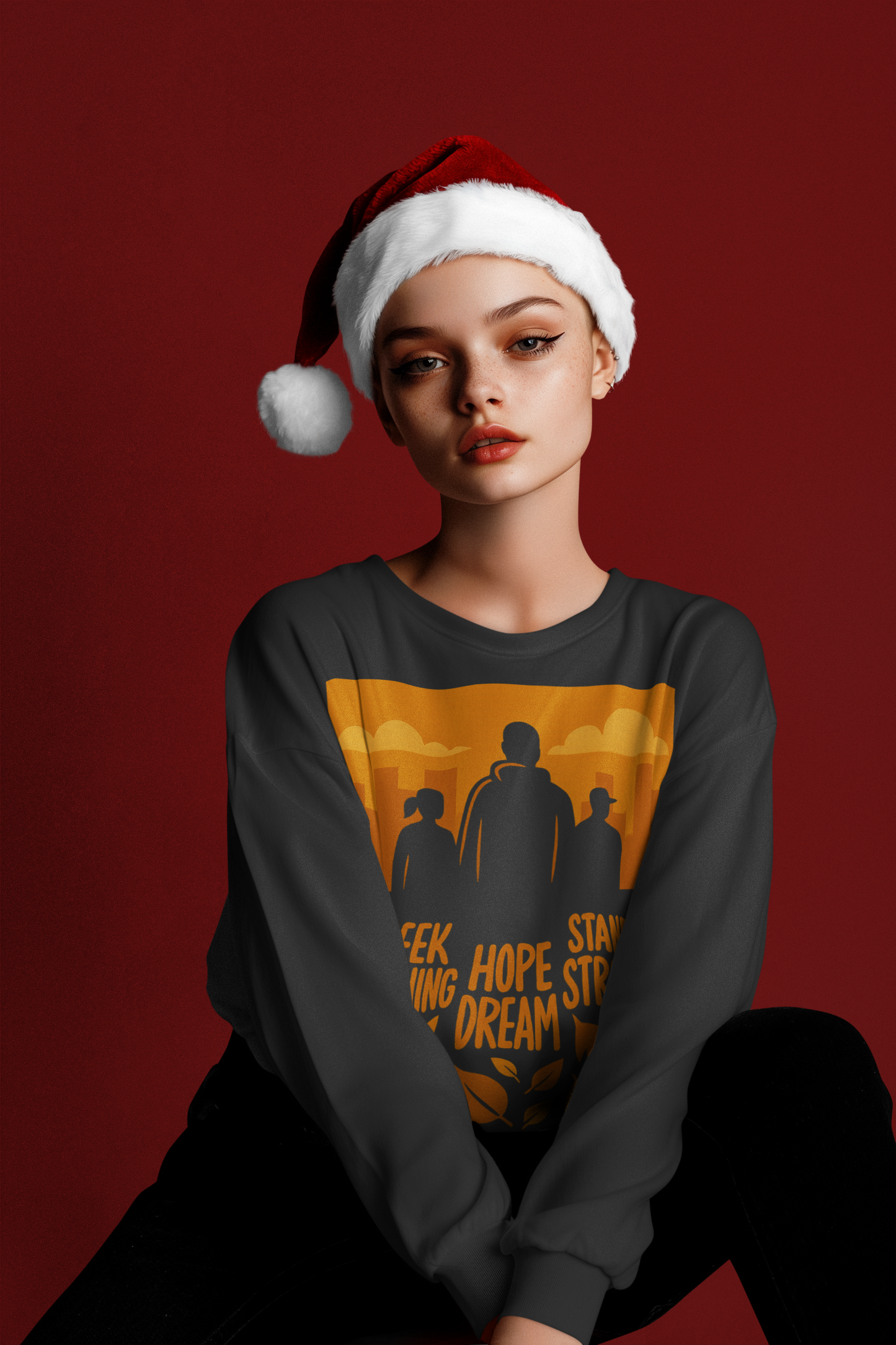Minimalist Urban Shadows Unisex Lightweight Crewneck Sweatshirt with Philosophical Silhouettes