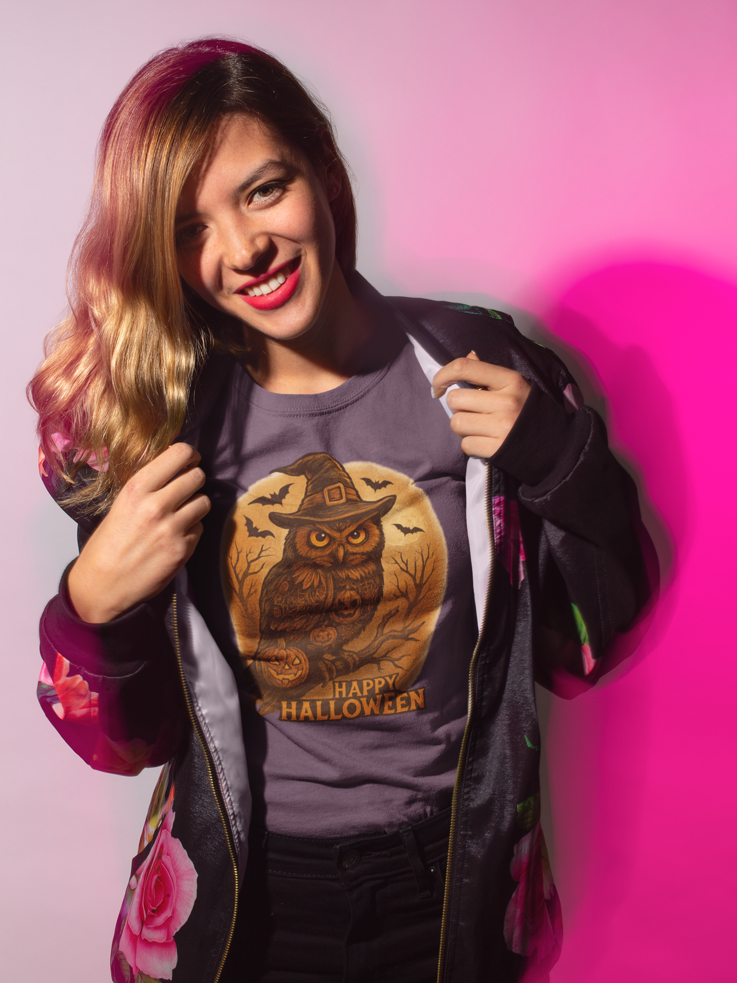 Halloween Owl Tee, Unisex Heavy Cotton T-Shirt, Spooky Halloween Shirt, Fall Apparel, Halloween Costume, Party Outfit