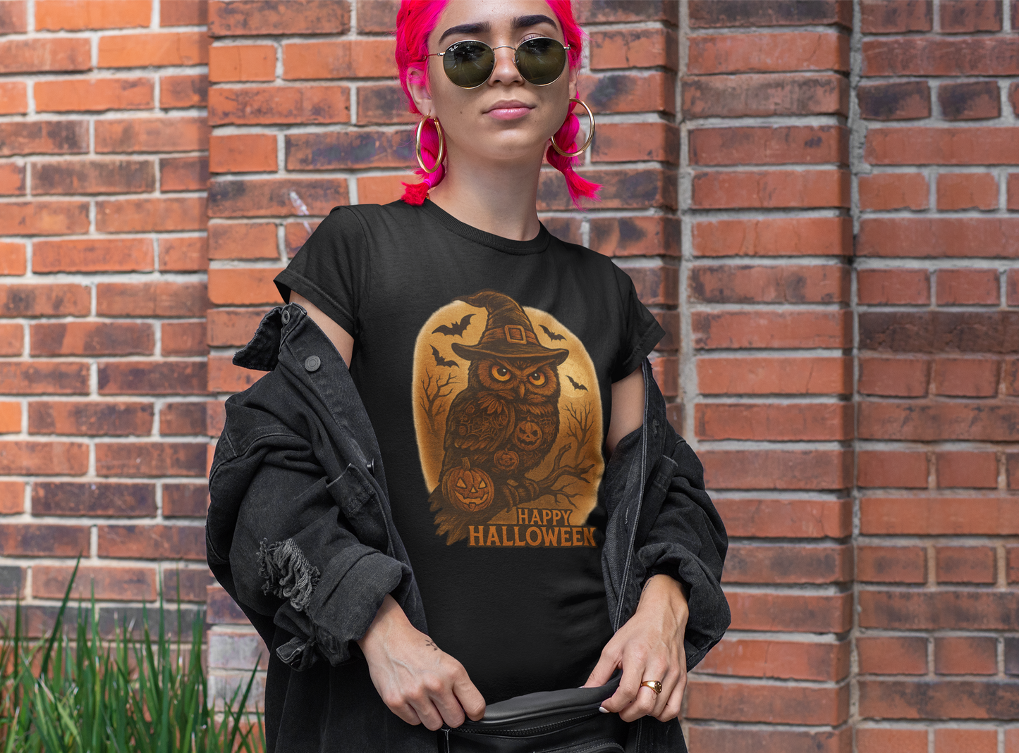Halloween Owl Tee, Unisex Heavy Cotton T-Shirt, Spooky Halloween Shirt, Fall Apparel, Halloween Costume, Party Outfit