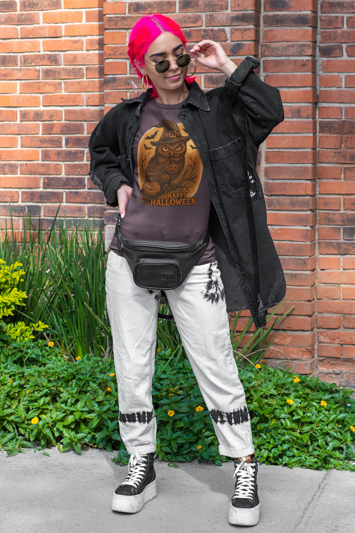 Halloween Owl Tee, Unisex Heavy Cotton T-Shirt, Spooky Halloween Shirt, Fall Apparel, Halloween Costume, Party Outfit