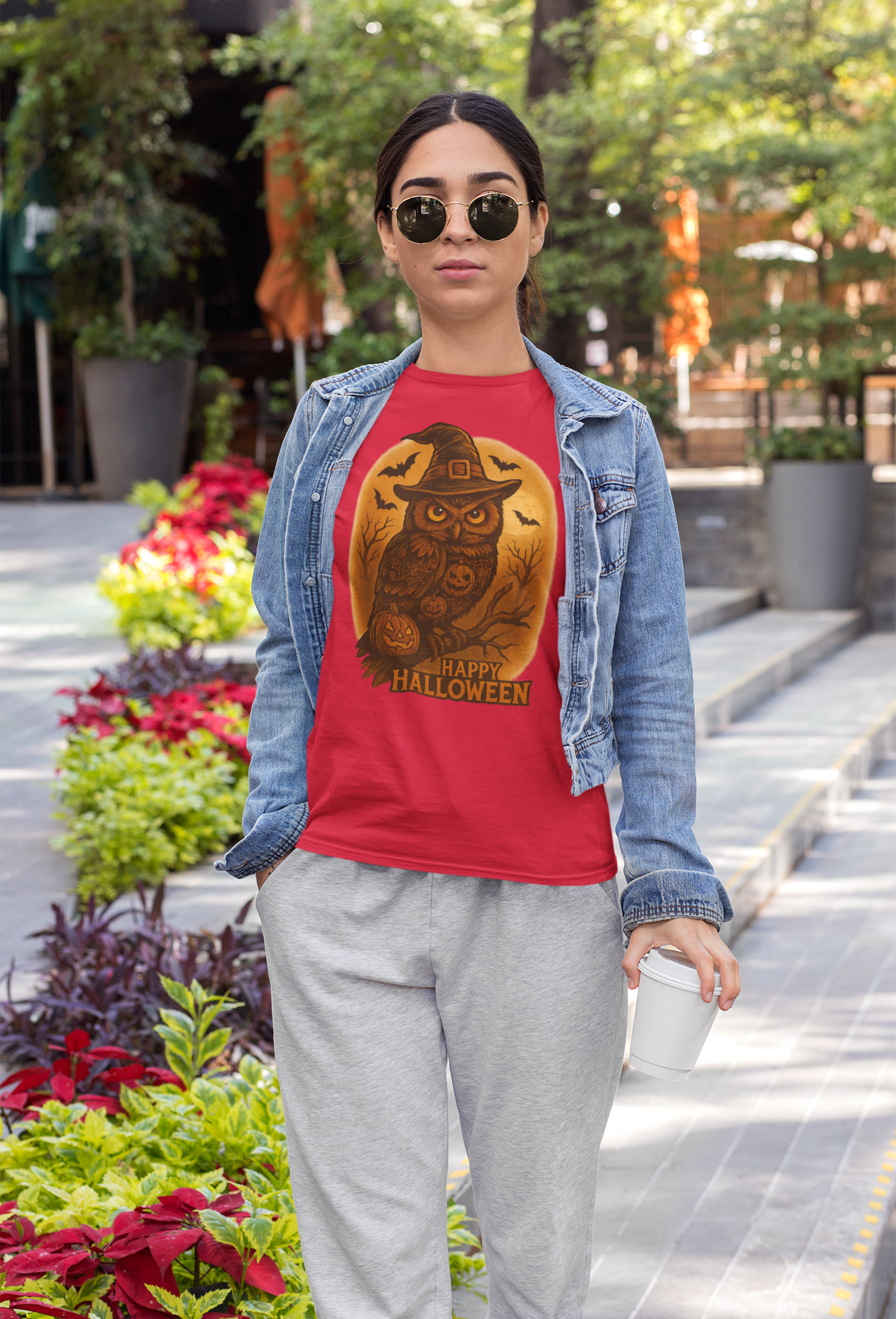 Halloween Owl Tee, Unisex Heavy Cotton T-Shirt, Spooky Halloween Shirt, Fall Apparel, Halloween Costume, Party Outfit