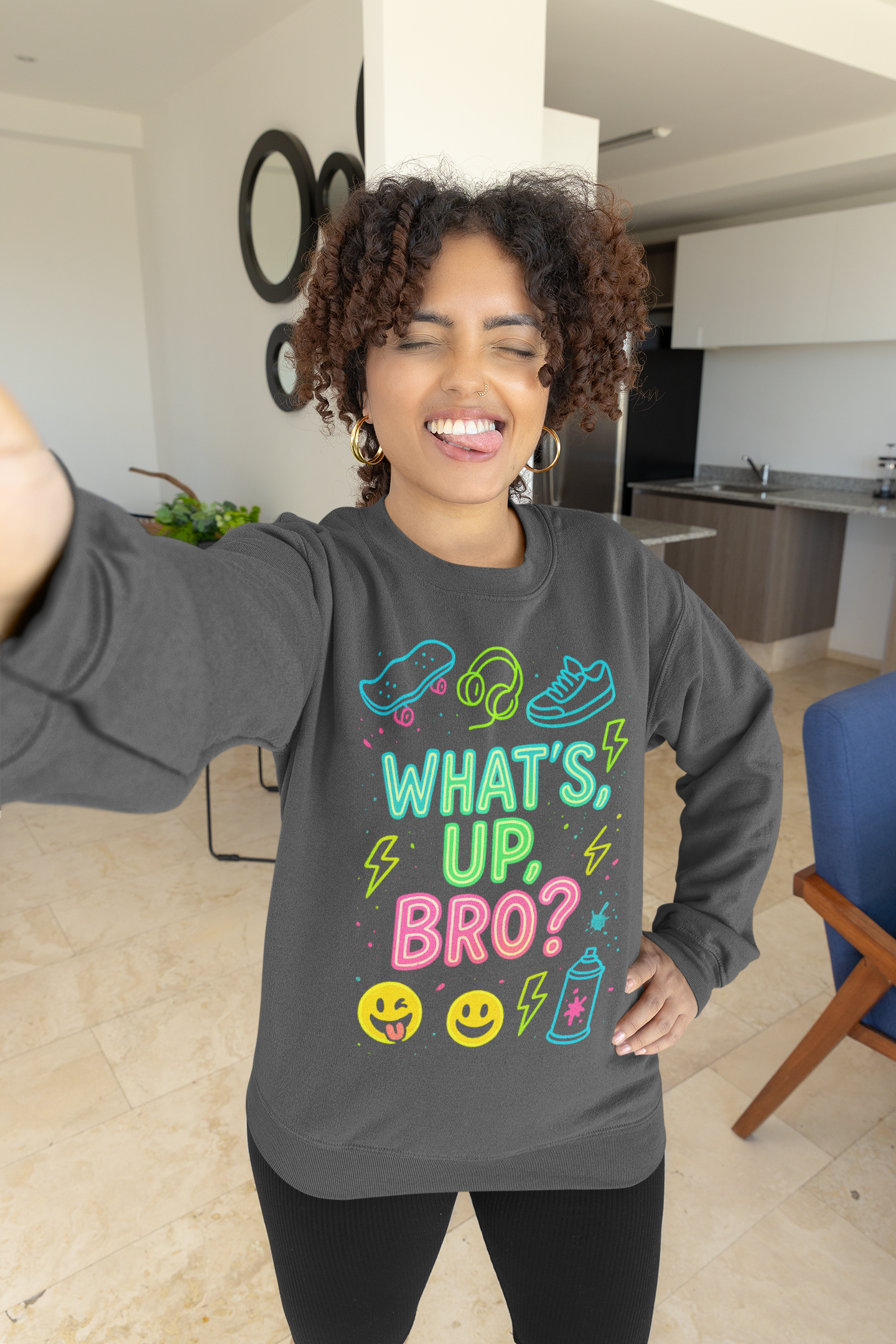 Graffiti Streetwear Sweatshirt 'Yo, What's Poppin', Bro'